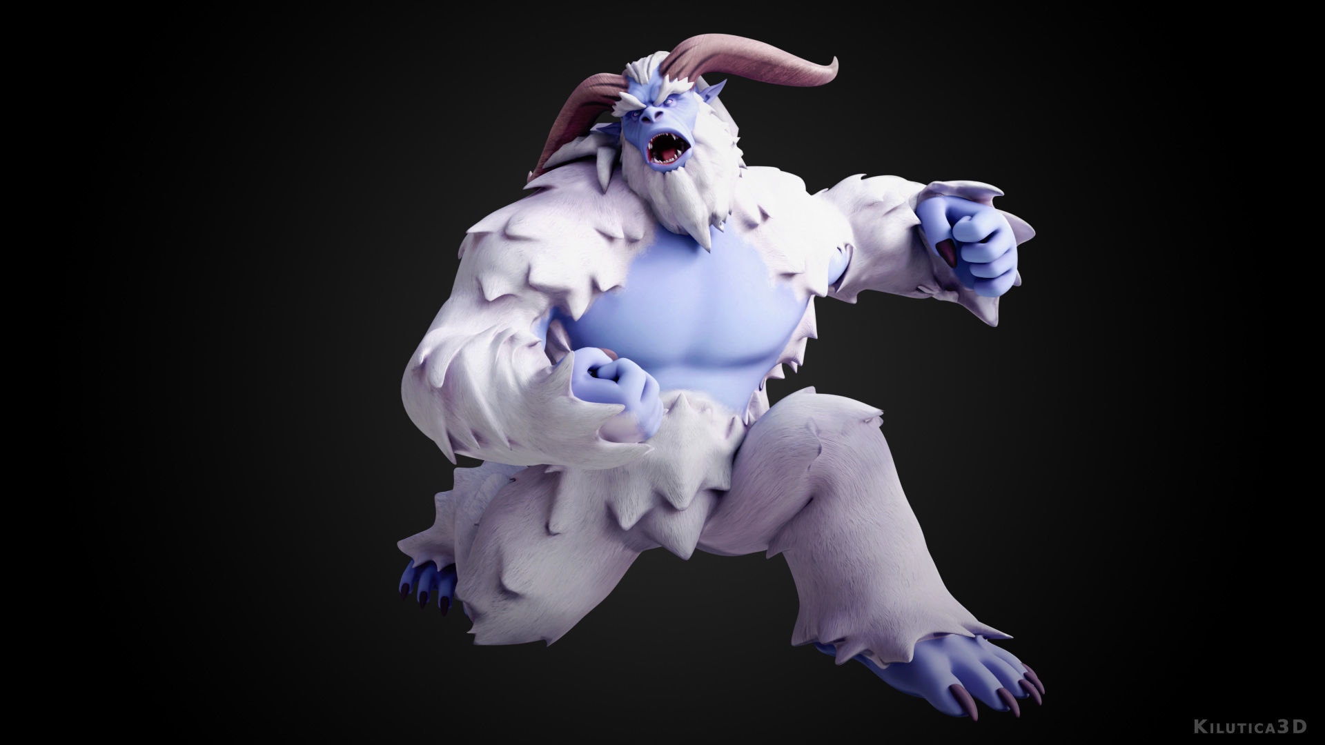 Yeti - Rigged Stylized Creature 3D Model for Blender Low-poly 3D model_3