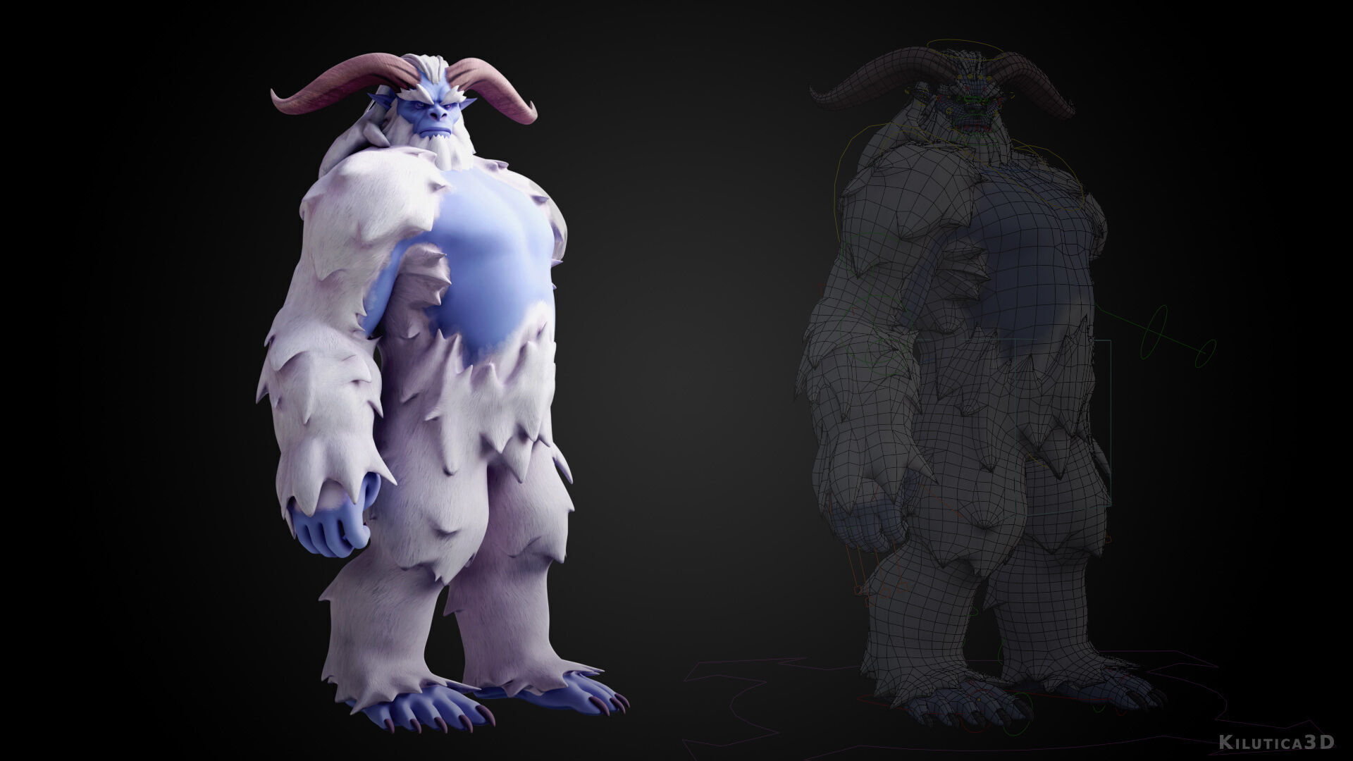 Yeti - Rigged Stylized Creature 3D Model for Blender Low-poly 3D model_4