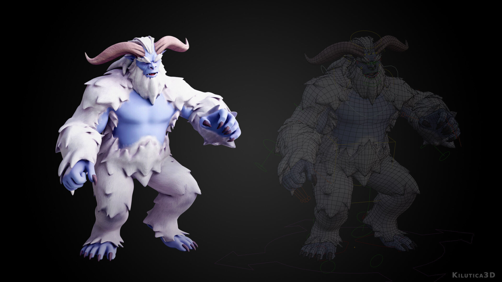 Yeti - Rigged Stylized Creature 3D Model for Blender Low-poly 3D model_6
