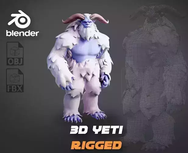Yeti - Rigged Stylized Creature 3D Model for Blender Low-poly 3D model