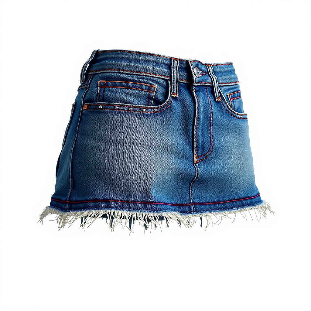 Denim Skirt with Frayed Hem D Model Pack Low-poly 3D model_3