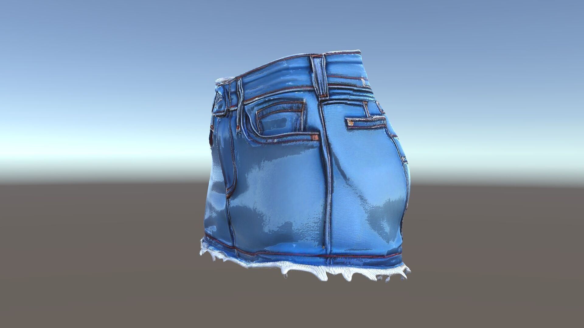 Denim Skirt with Frayed Hem D Model Pack Low-poly 3D model_35