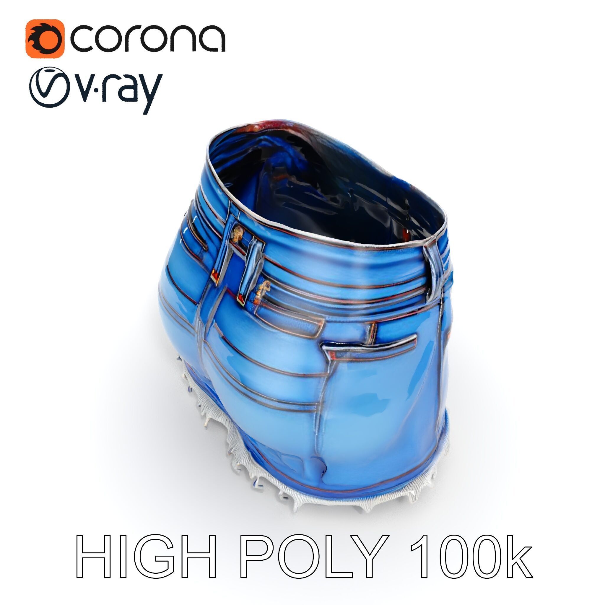 Denim Skirt with Frayed Hem D Model Pack Low-poly 3D model_19