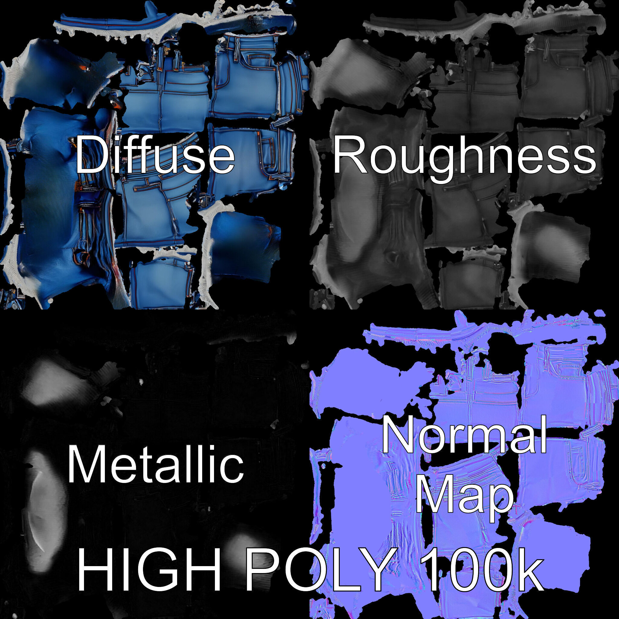 Denim Skirt with Frayed Hem D Model Pack Low-poly 3D model_4