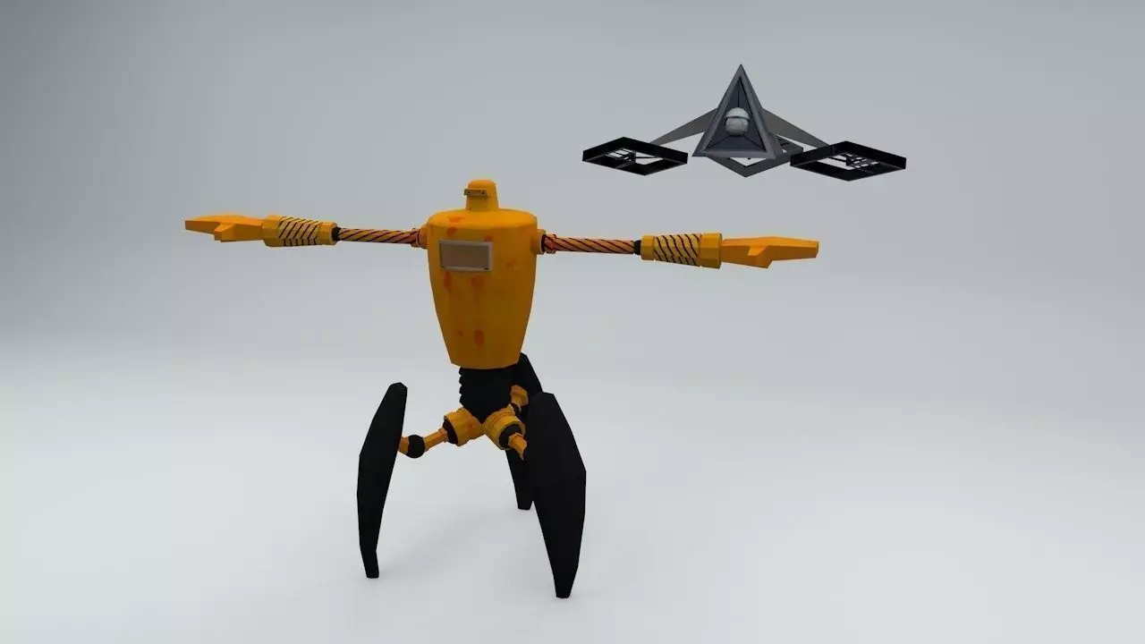 Robot duo Free low-poly 3D model_0