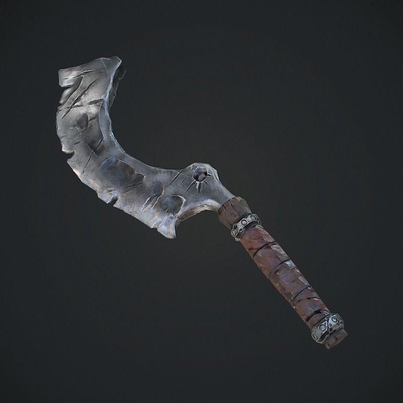 Fantasy Axe Low-poly 3D model_0