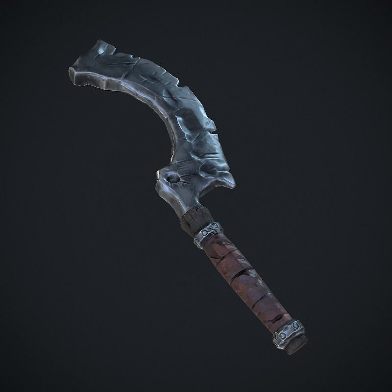 Fantasy Axe Low-poly 3D model_1