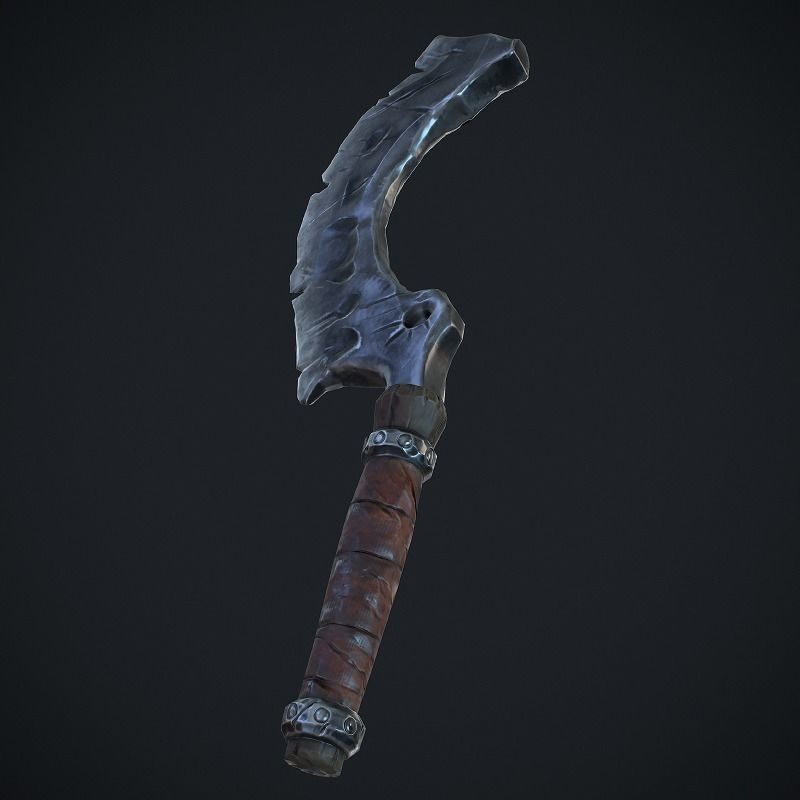 Fantasy Axe Low-poly 3D model_2