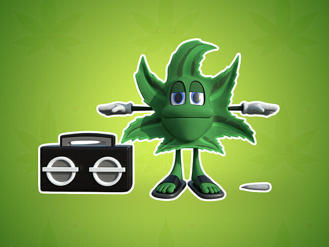 Marijuana Leaf with Boombox Low-poly 3D model