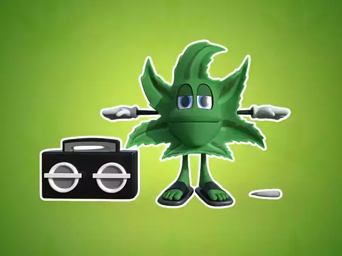 Marijuana Leaf with Boombox