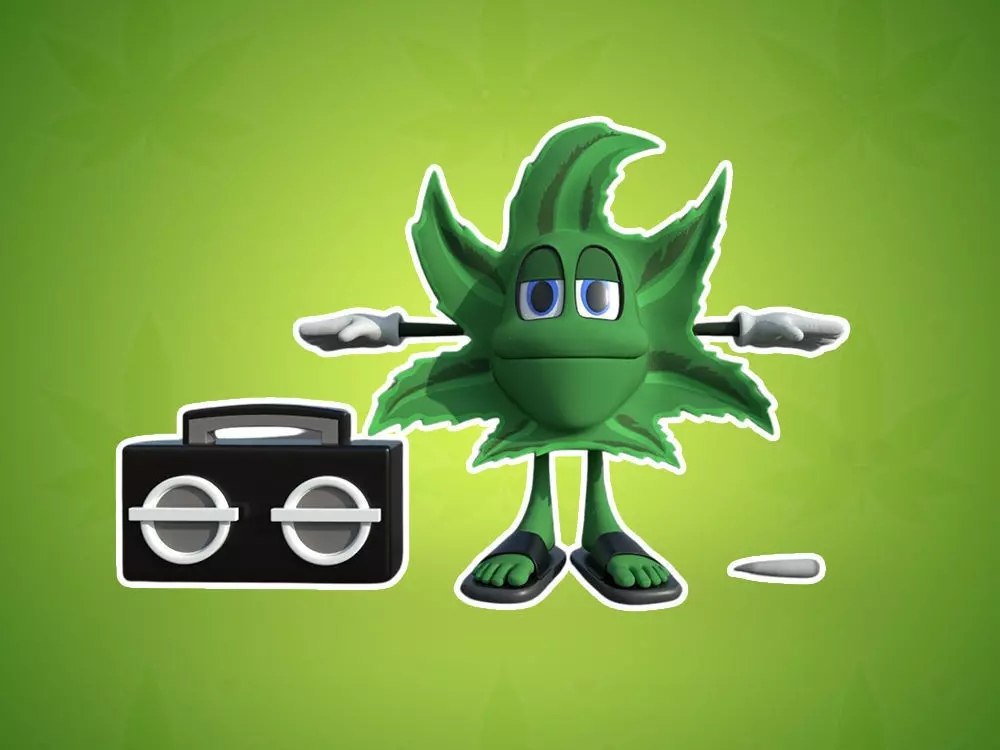 Marijuana Leaf with Boombox Low-poly 3D model_0