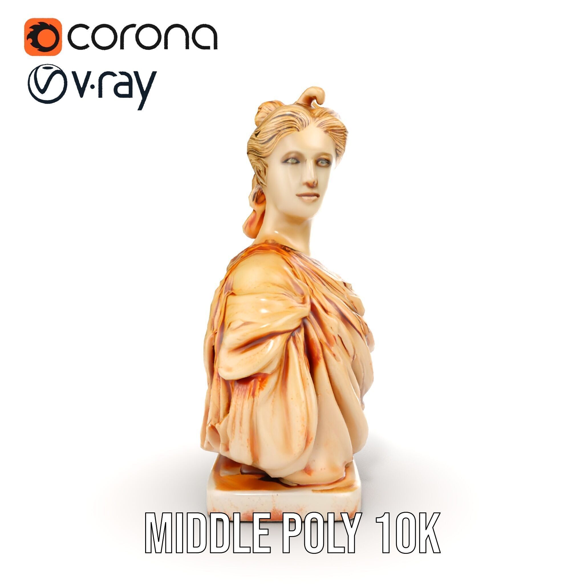 Classical Bust Sculpture Model Pack Low-poly 3D model_7