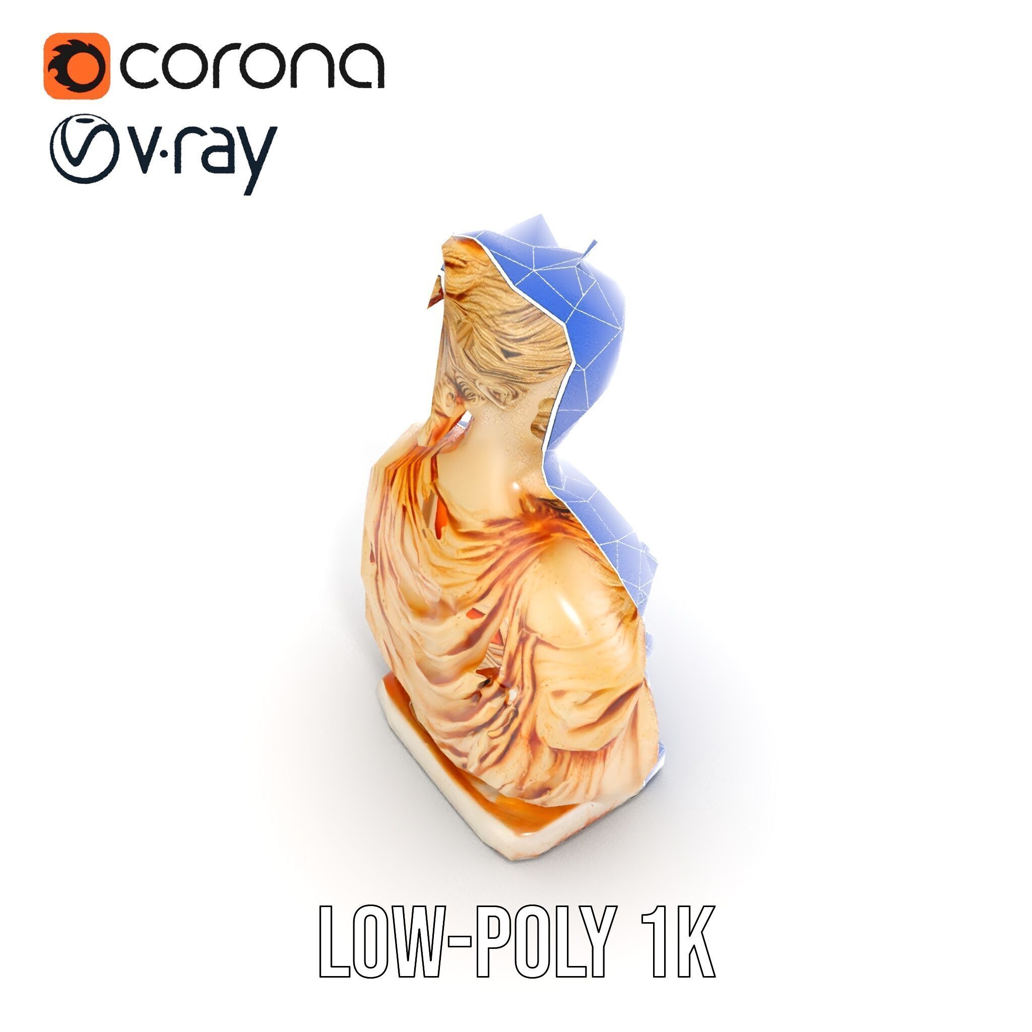 Classical Bust Sculpture Model Pack Low-poly 3D model_32