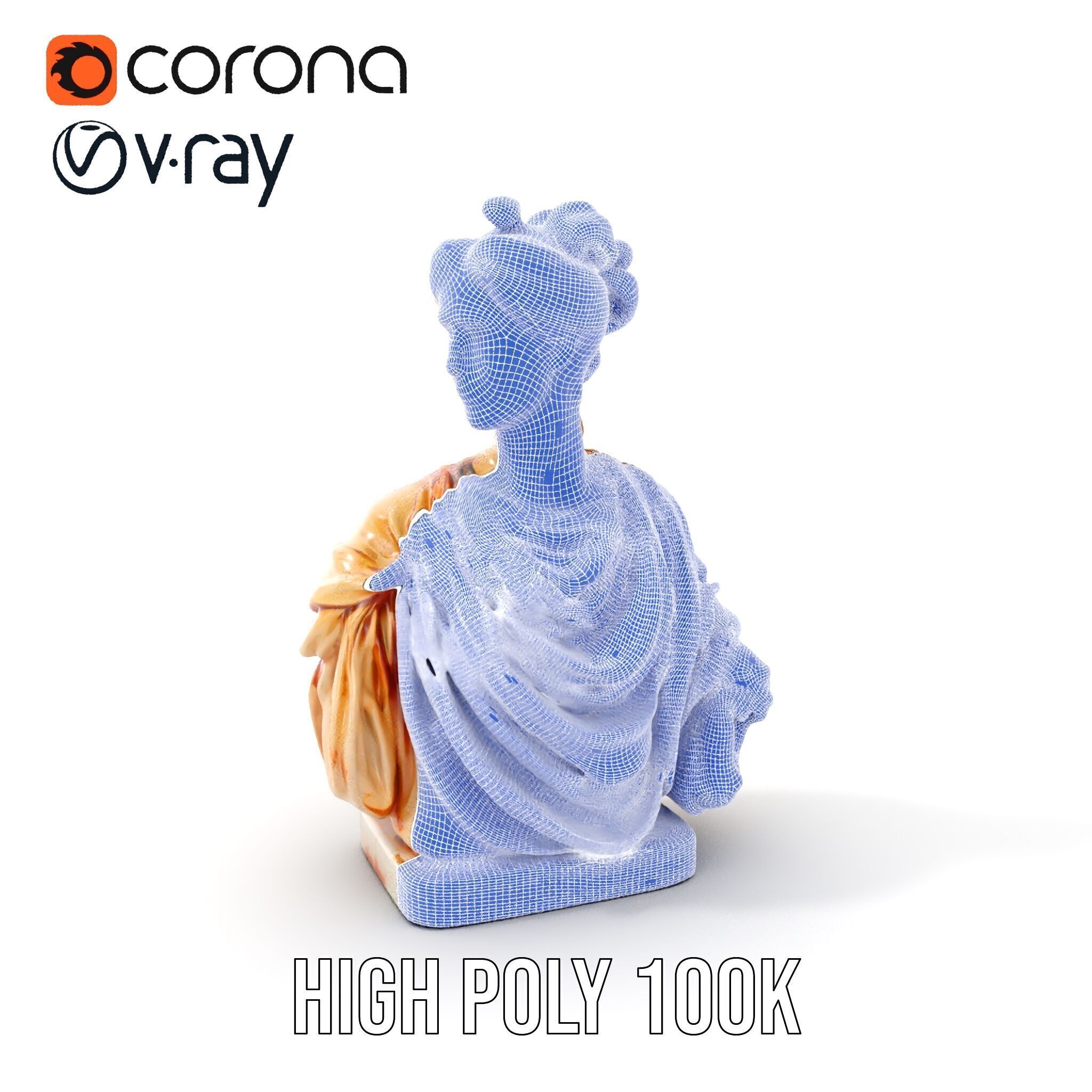 Classical Bust Sculpture Model Pack Low-poly 3D model_5