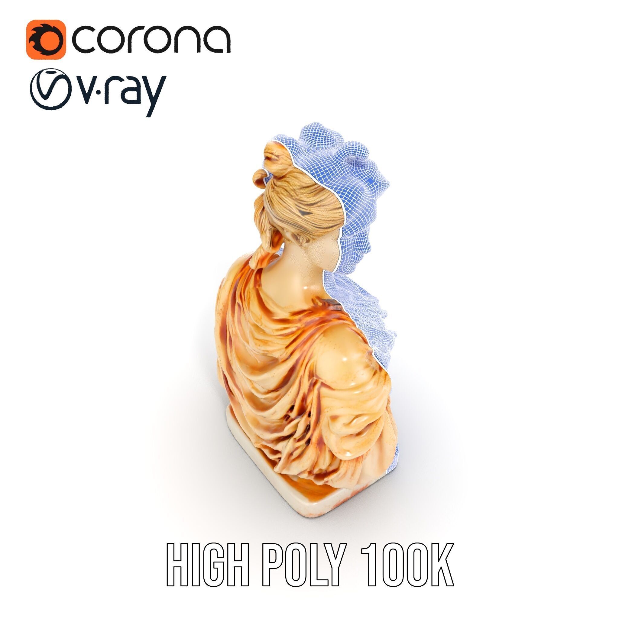 Classical Bust Sculpture Model Pack Low-poly 3D model_36