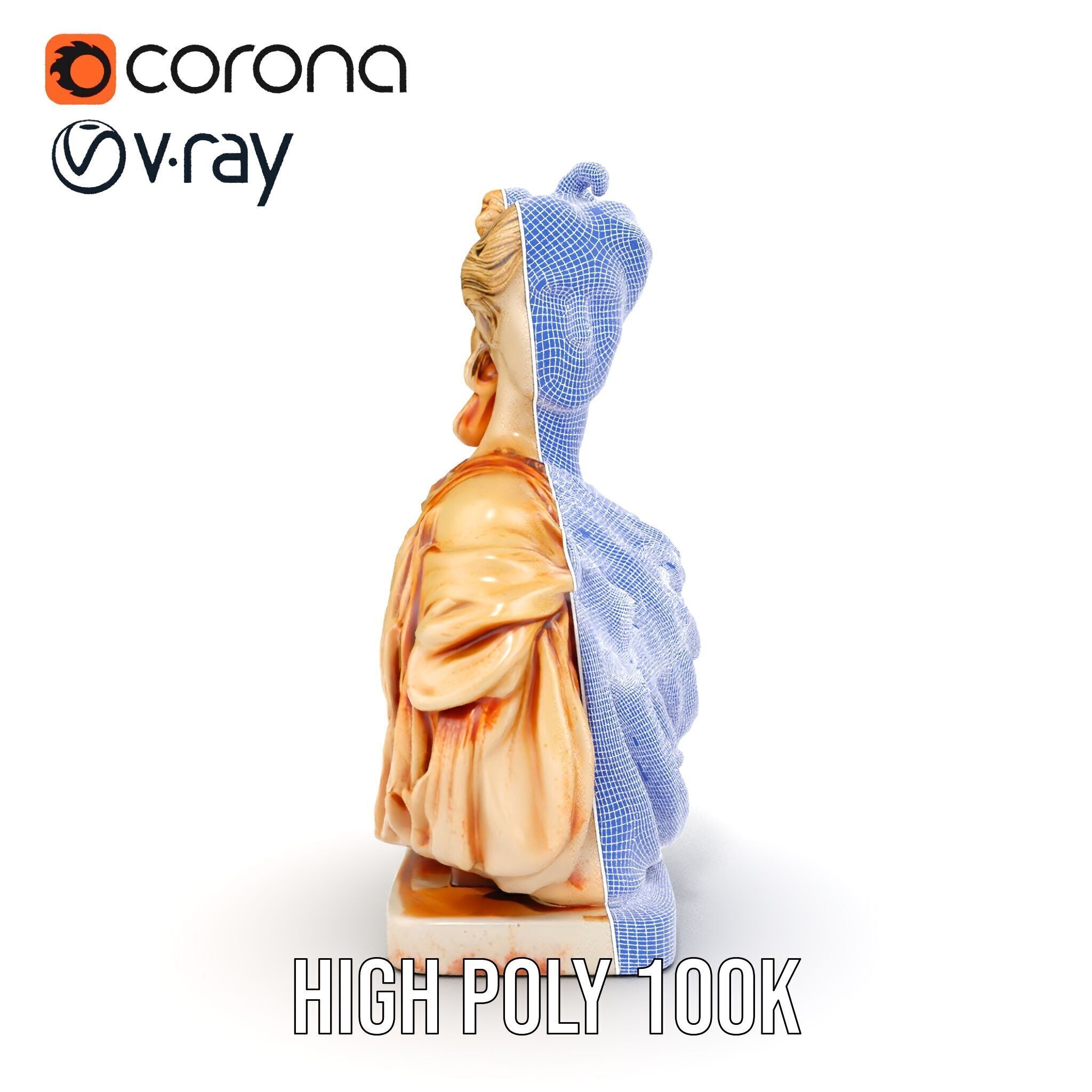 Classical Bust Sculpture Model Pack Low-poly 3D model_27