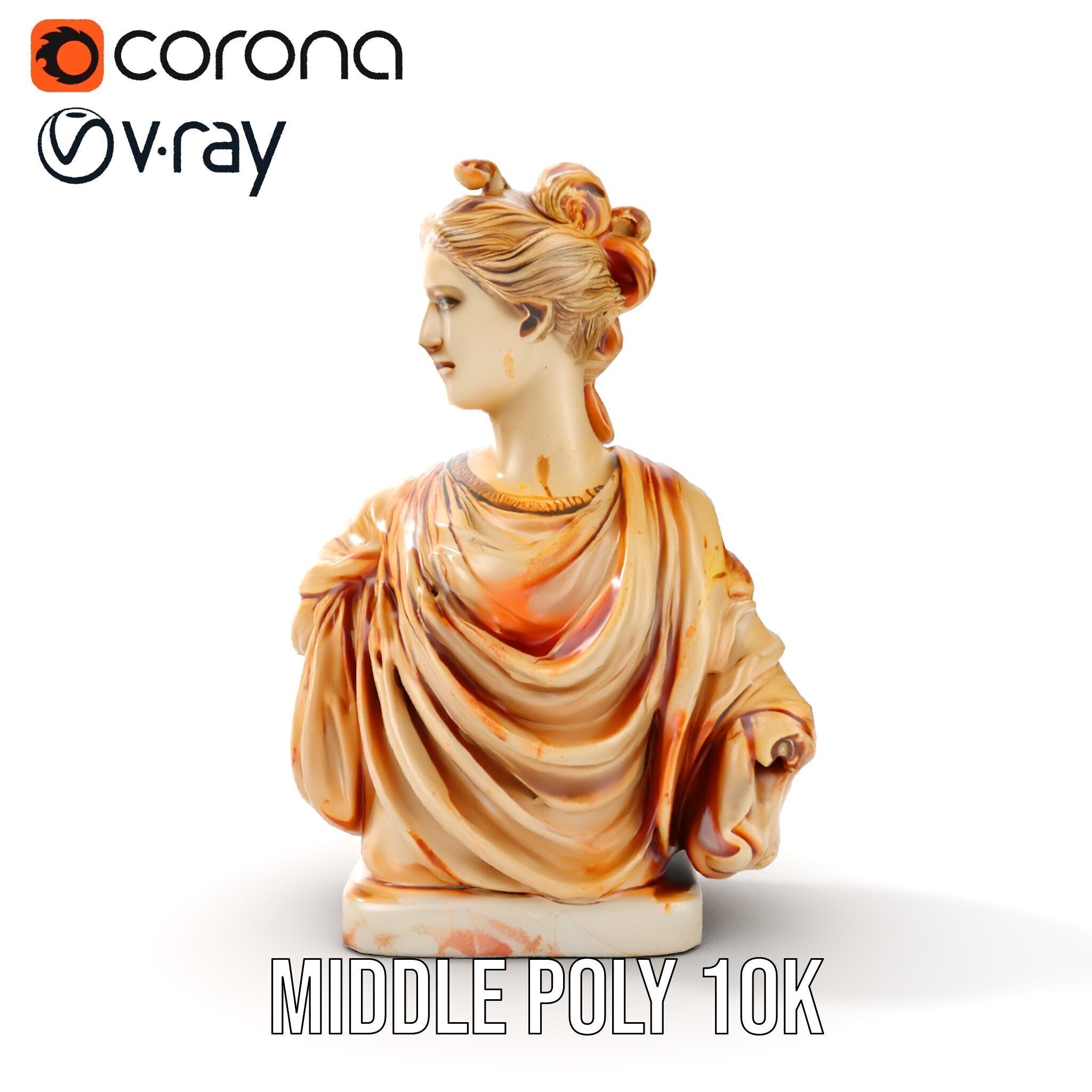 Classical Bust Sculpture Model Pack Low-poly 3D model_17