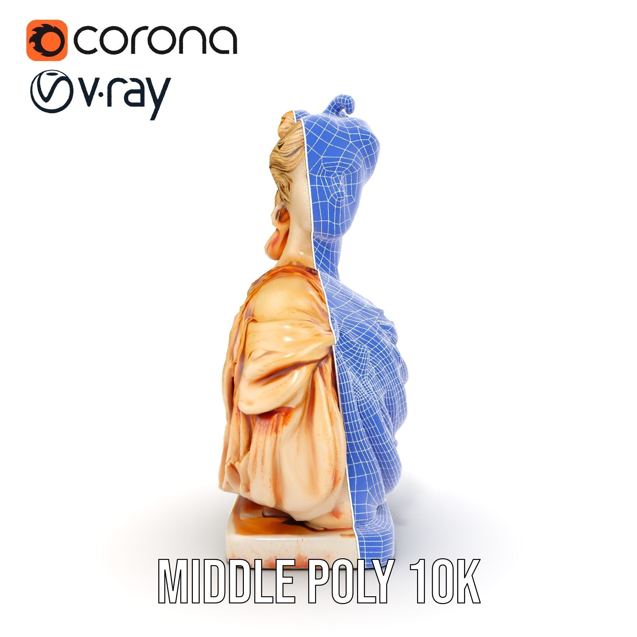 Classical Bust Sculpture Model Pack Low-poly 3D model_25