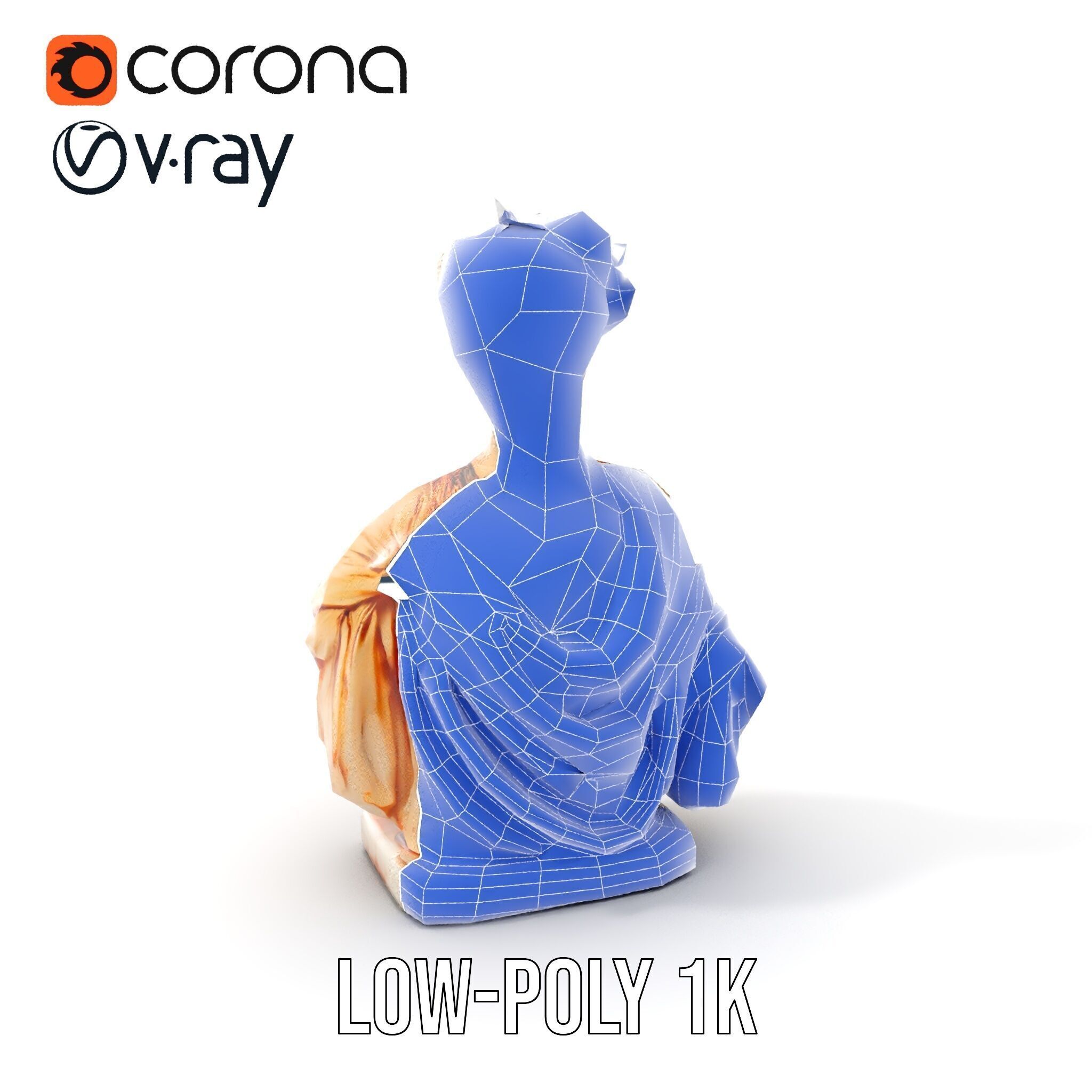 Classical Bust Sculpture Model Pack Low-poly 3D model_20