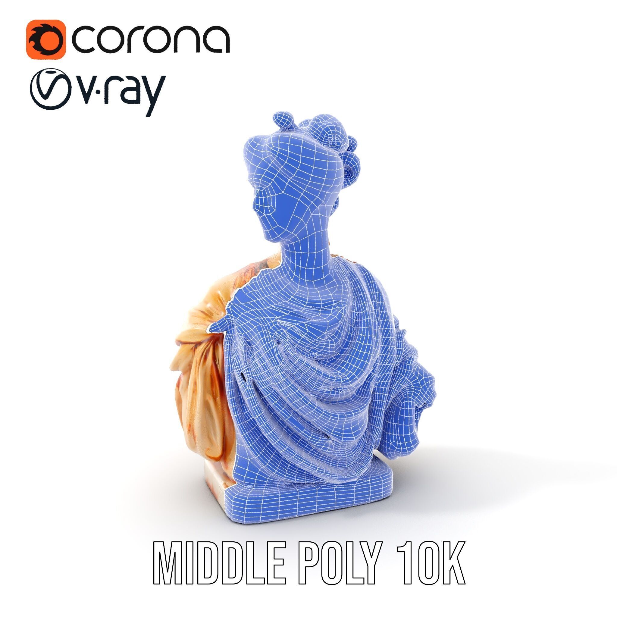 Classical Bust Sculpture Model Pack Low-poly 3D model_9