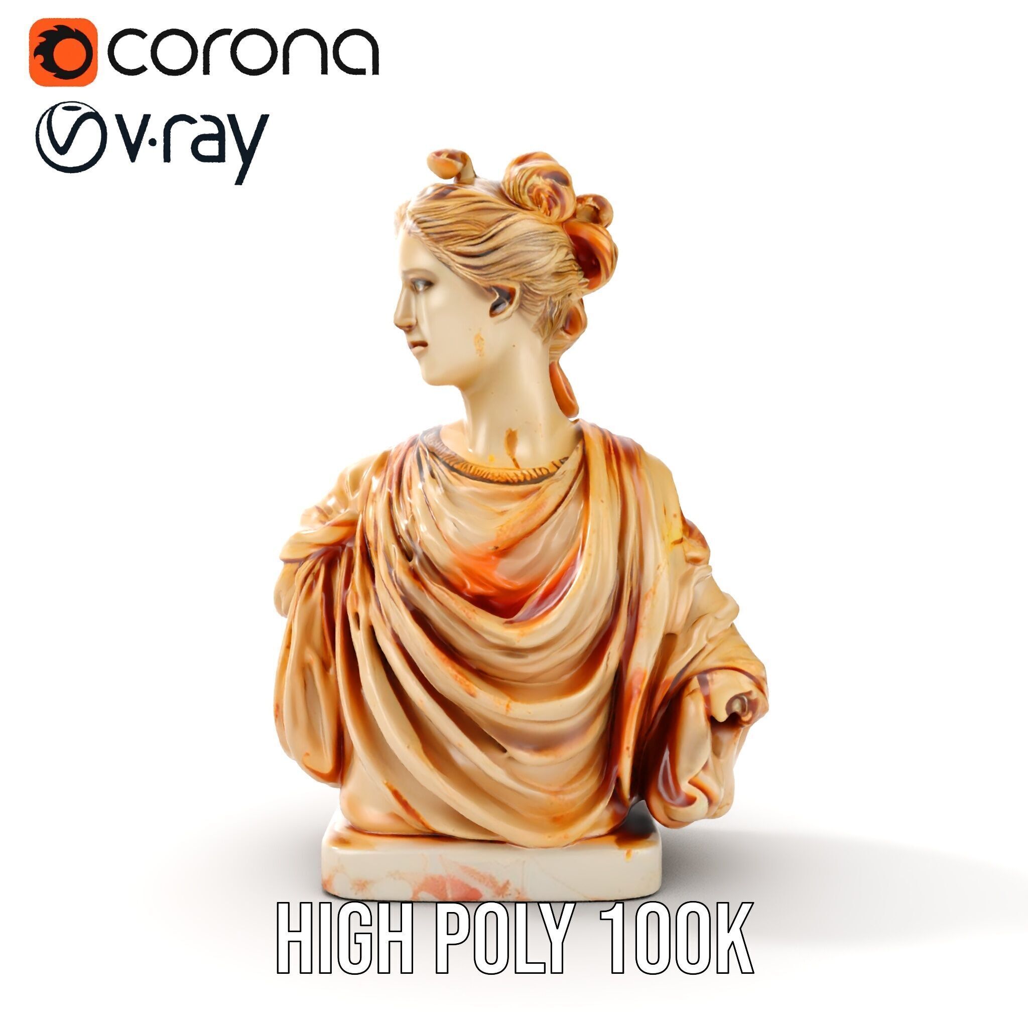Classical Bust Sculpture Model Pack Low-poly 3D model_16