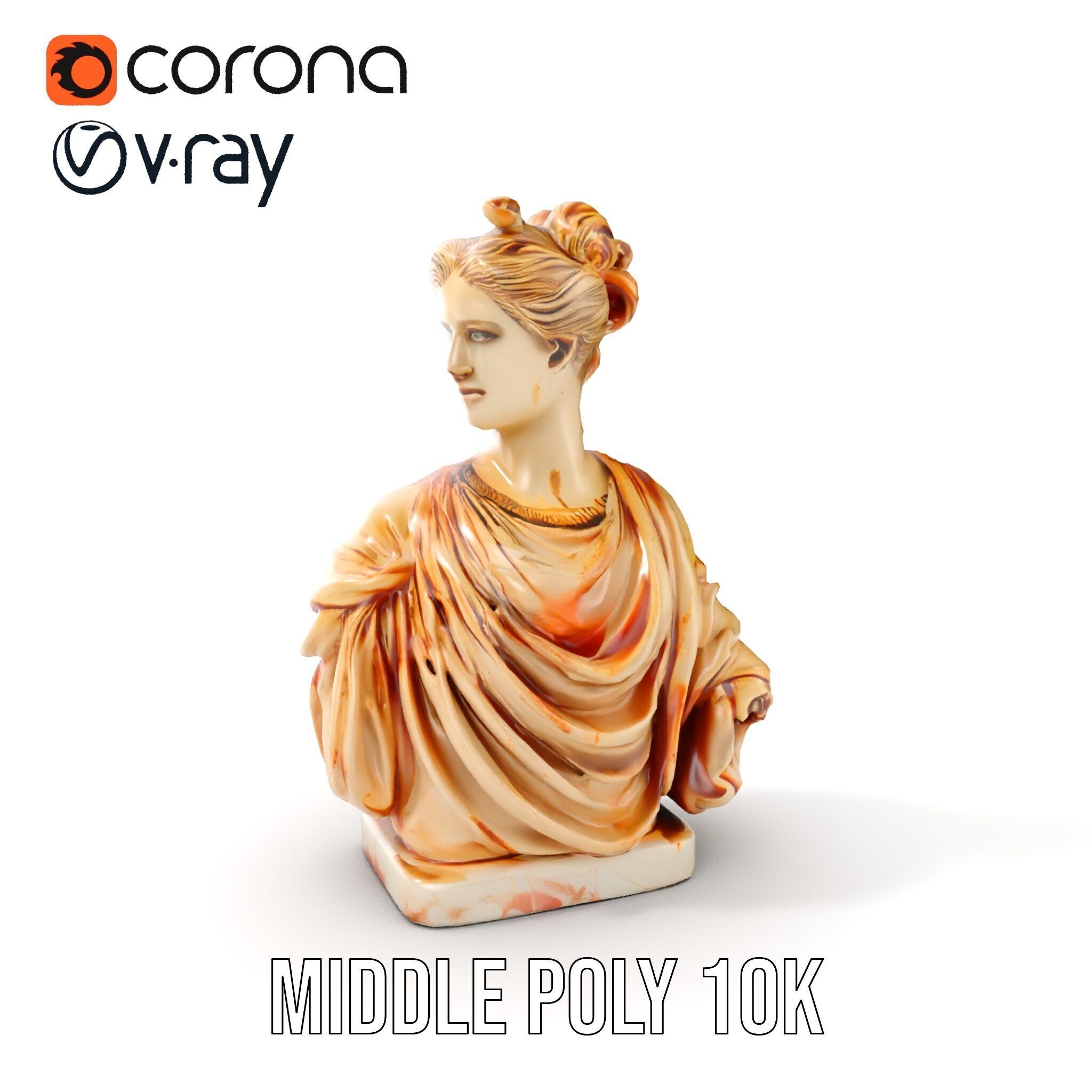 Classical Bust Sculpture Model Pack Low-poly 3D model_11