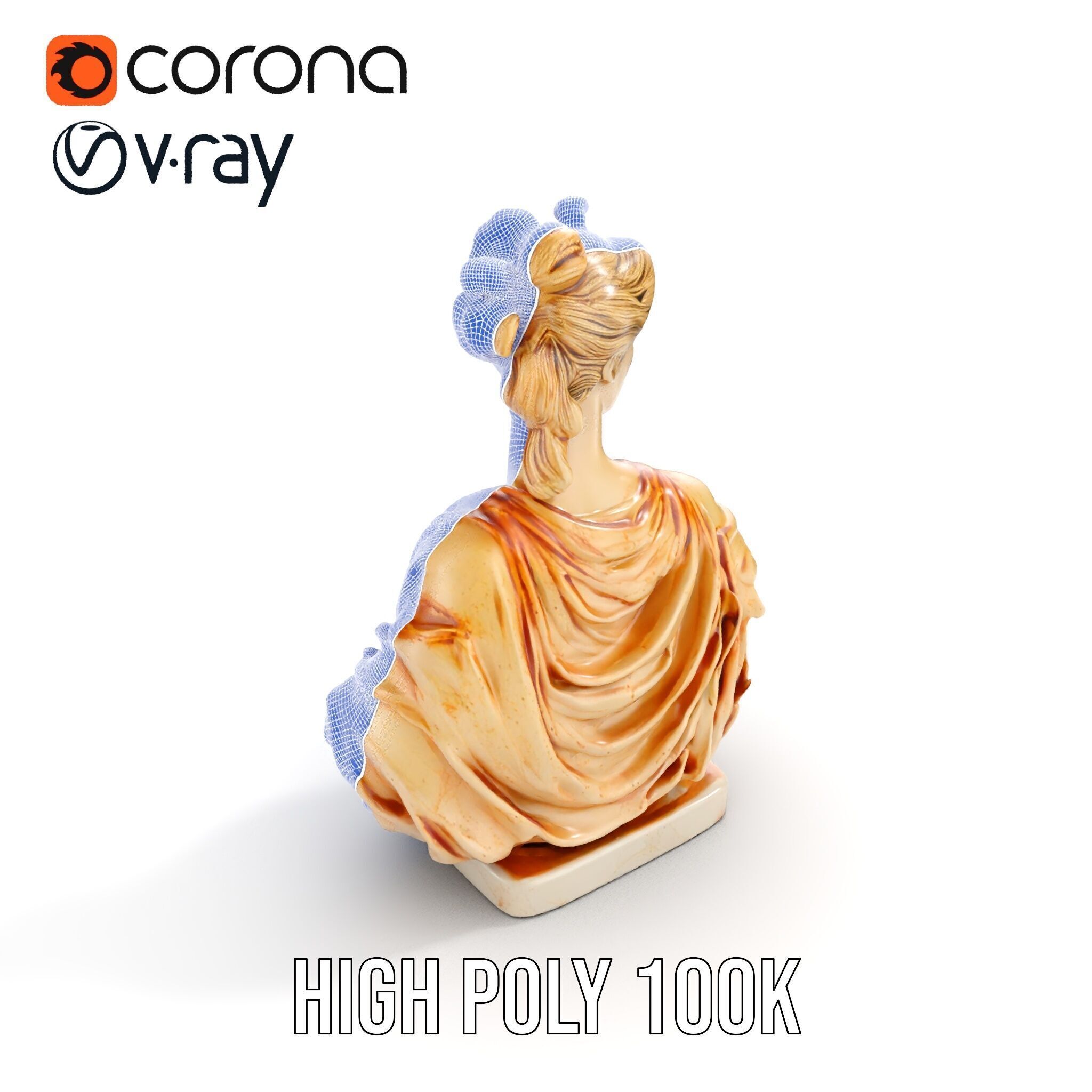 Classical Bust Sculpture Model Pack Low-poly 3D model_30