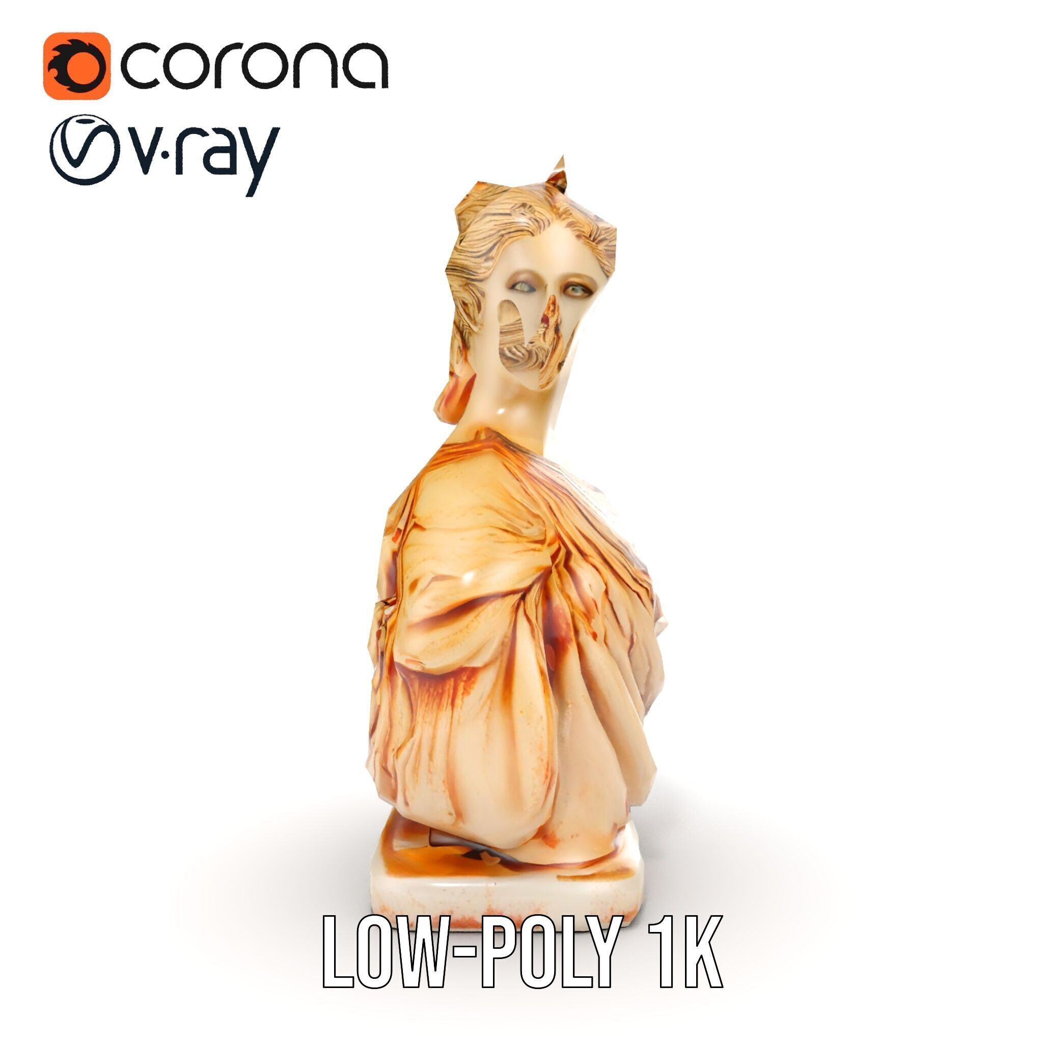 Classical Bust Sculpture Model Pack Low-poly 3D model_15