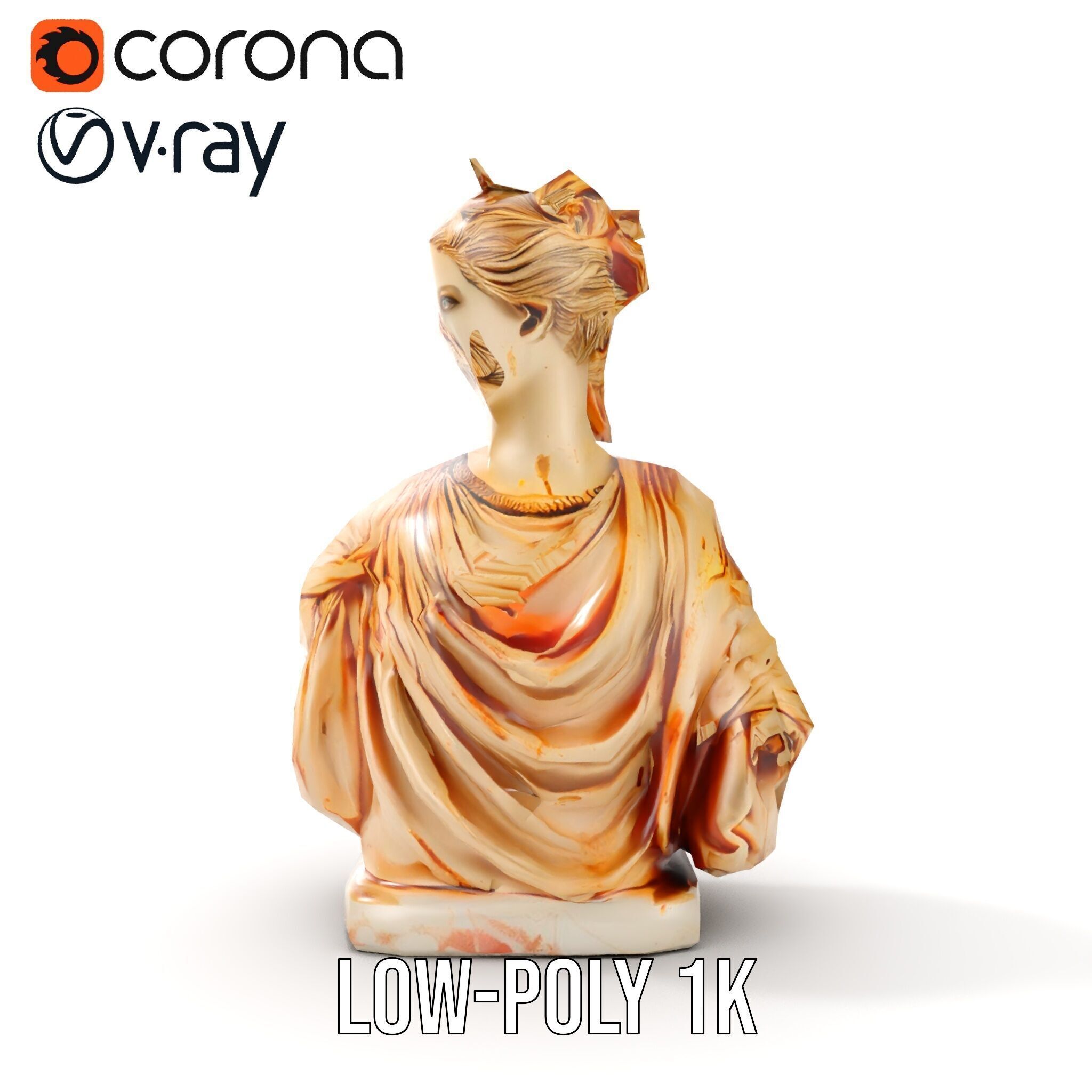Classical Bust Sculpture Model Pack Low-poly 3D model_10