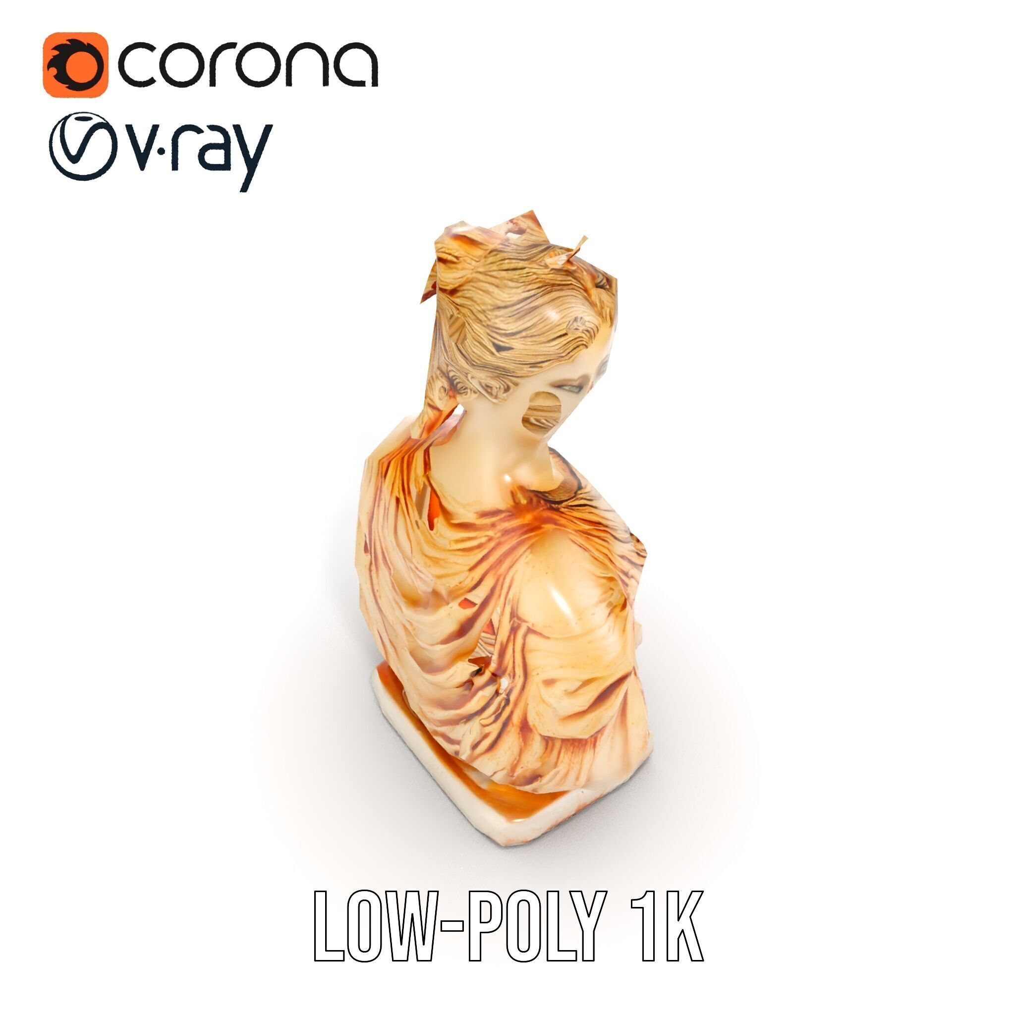 Classical Bust Sculpture Model Pack Low-poly 3D model_8