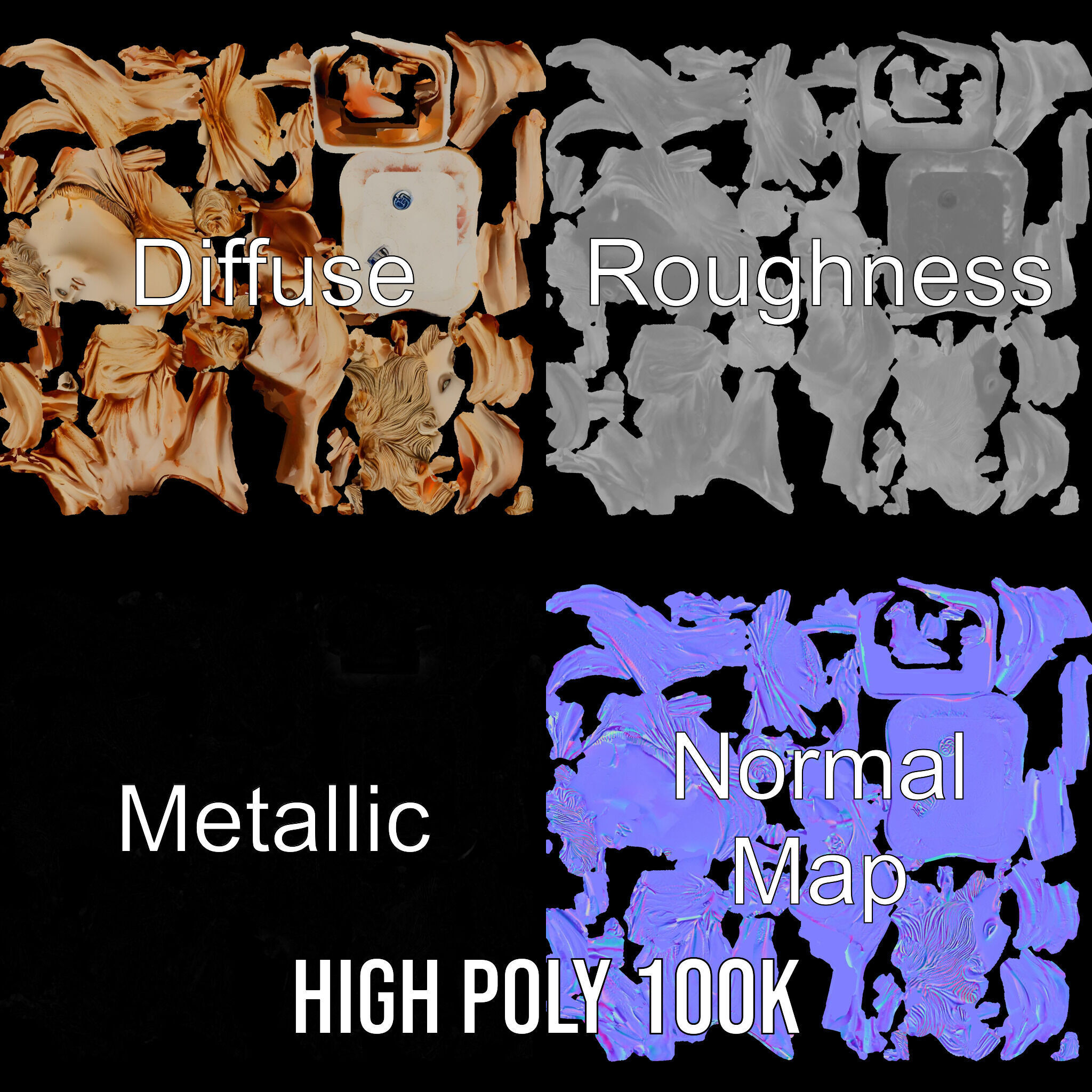 Classical Bust Sculpture Model Pack Low-poly 3D model_4