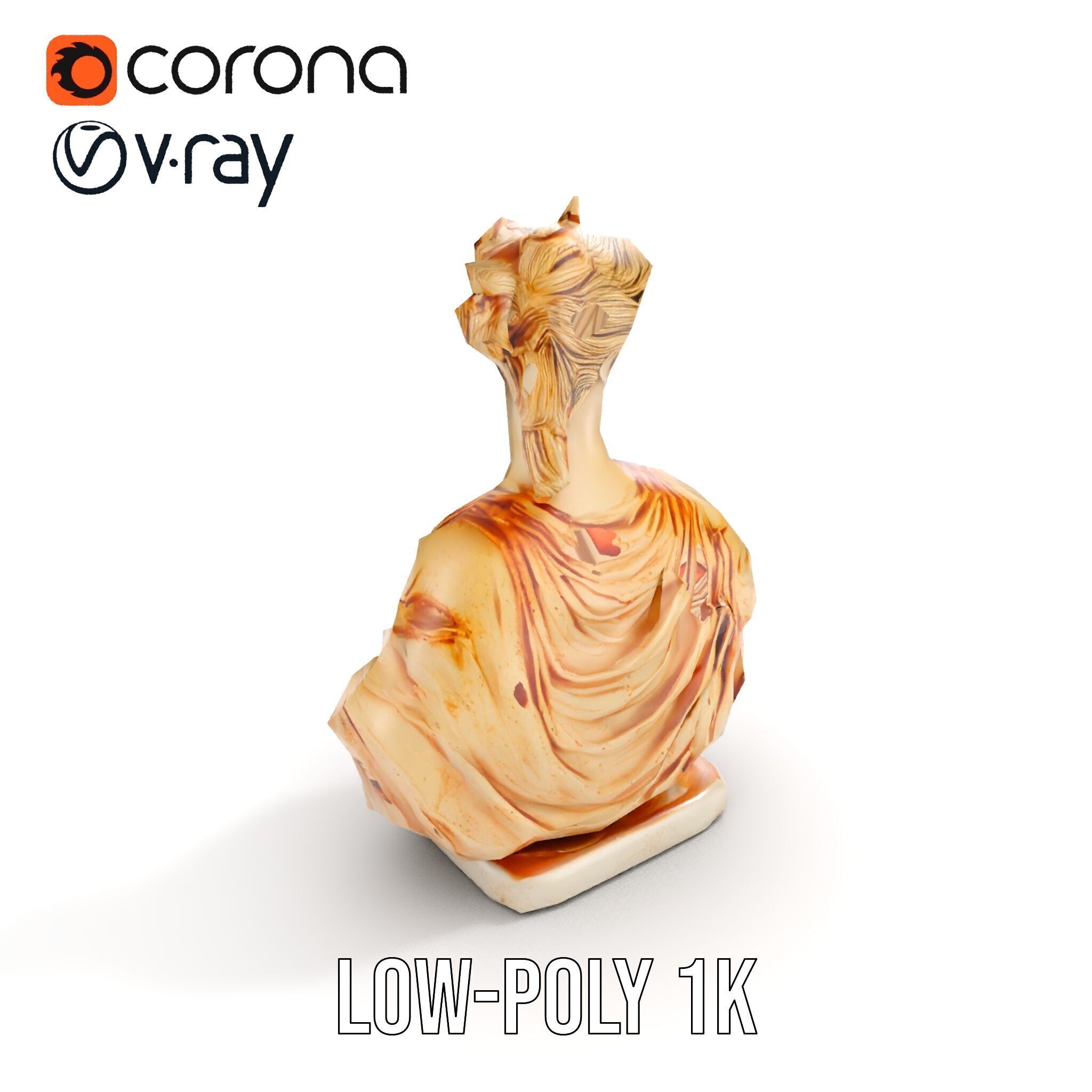 Classical Bust Sculpture Model Pack Low-poly 3D model_12