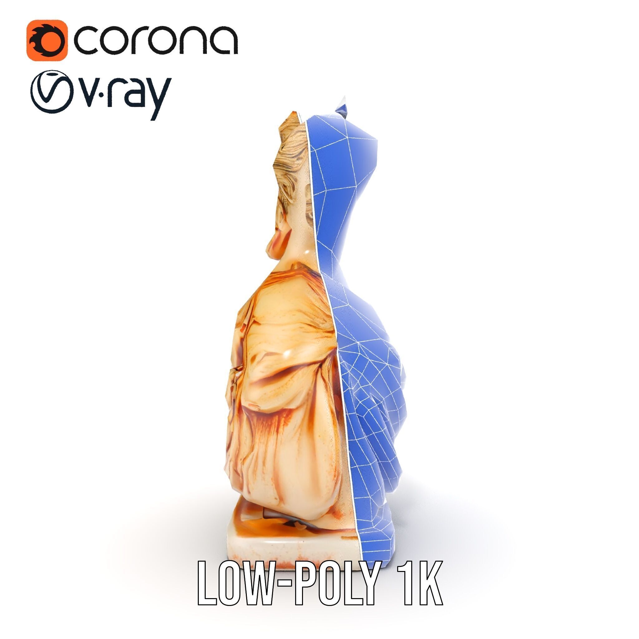 Classical Bust Sculpture Model Pack Low-poly 3D model_23