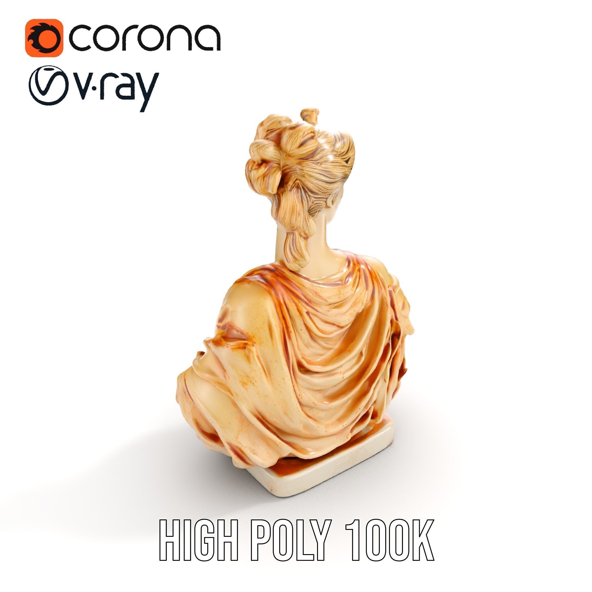 Classical Bust Sculpture Model Pack Low-poly 3D model_13