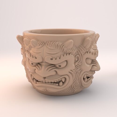 Oni Guard Planter 3D Printable Mythical Mask Pot 3D print model