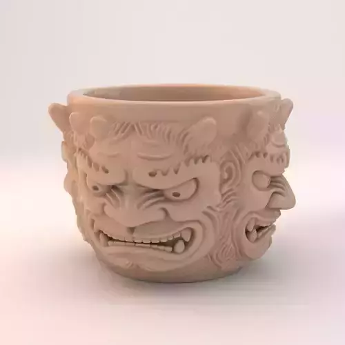 Oni Guard Planter 3D Printable Mythical Mask Pot 3D print model