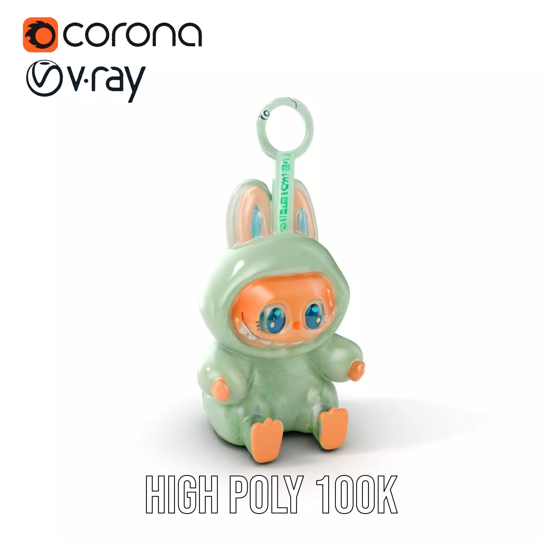 Labubu Monster Keychain Low-poly 3D model Low-poly 3D model_0