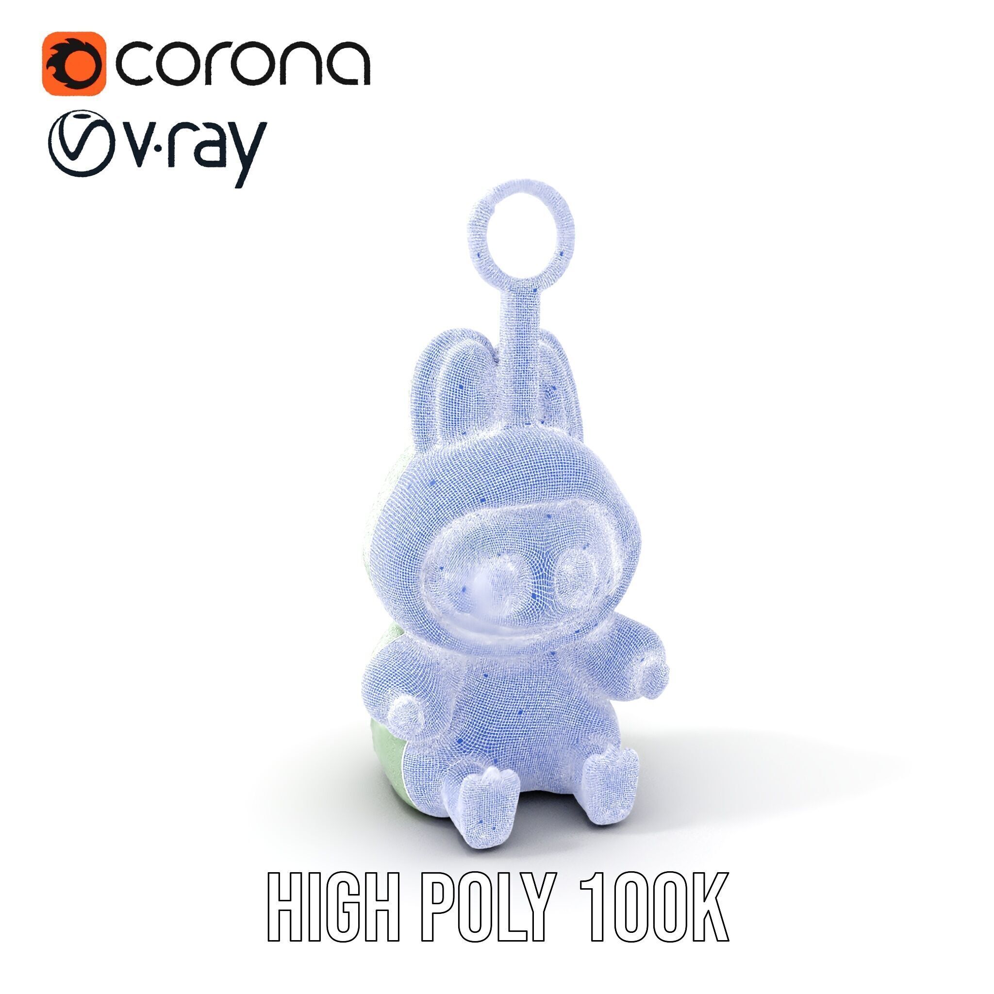 Labubu Monster Keychain Low-poly 3D model Low-poly 3D model_4