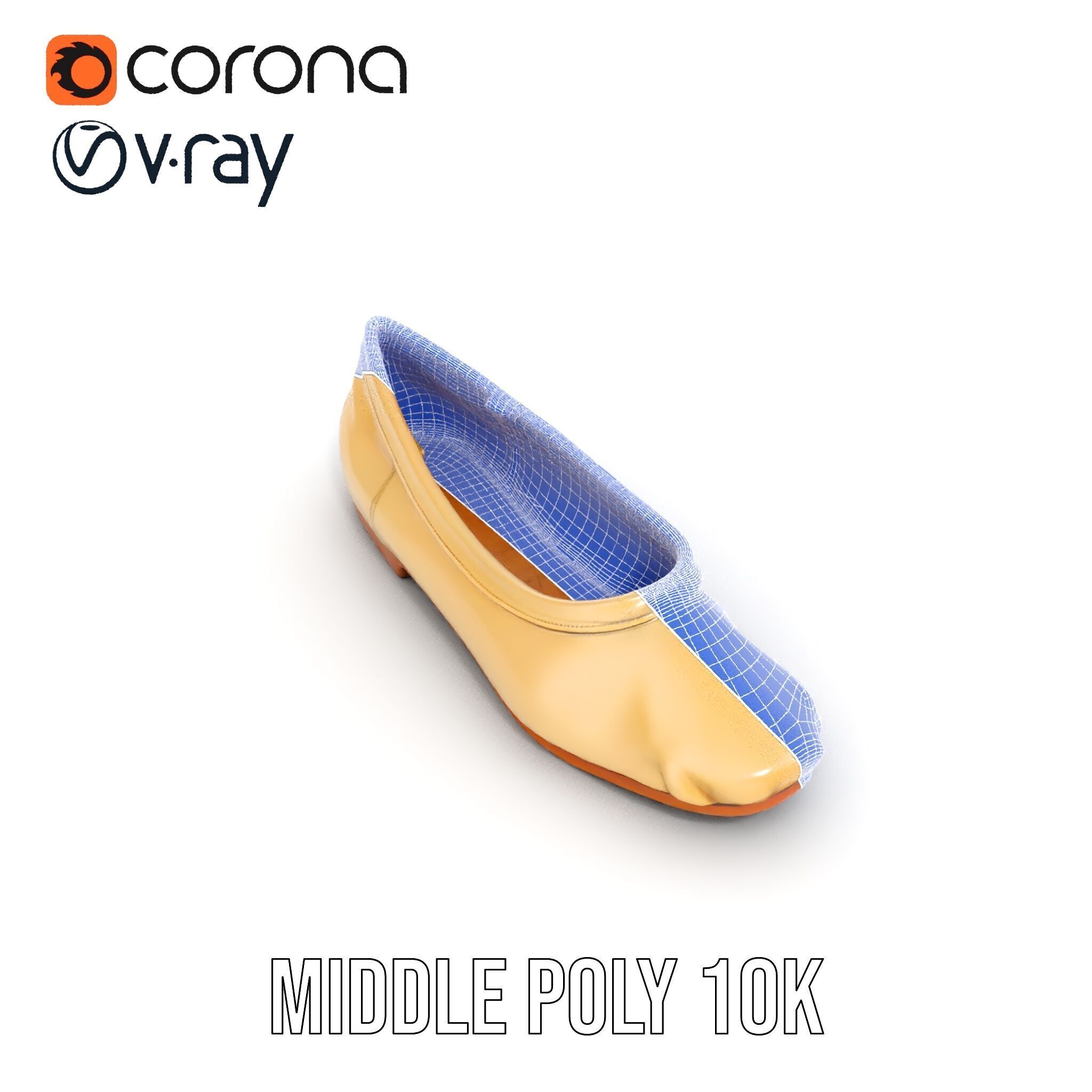 Cream Ballet Flat Shoe Model Pack Low-poly 3D model_24