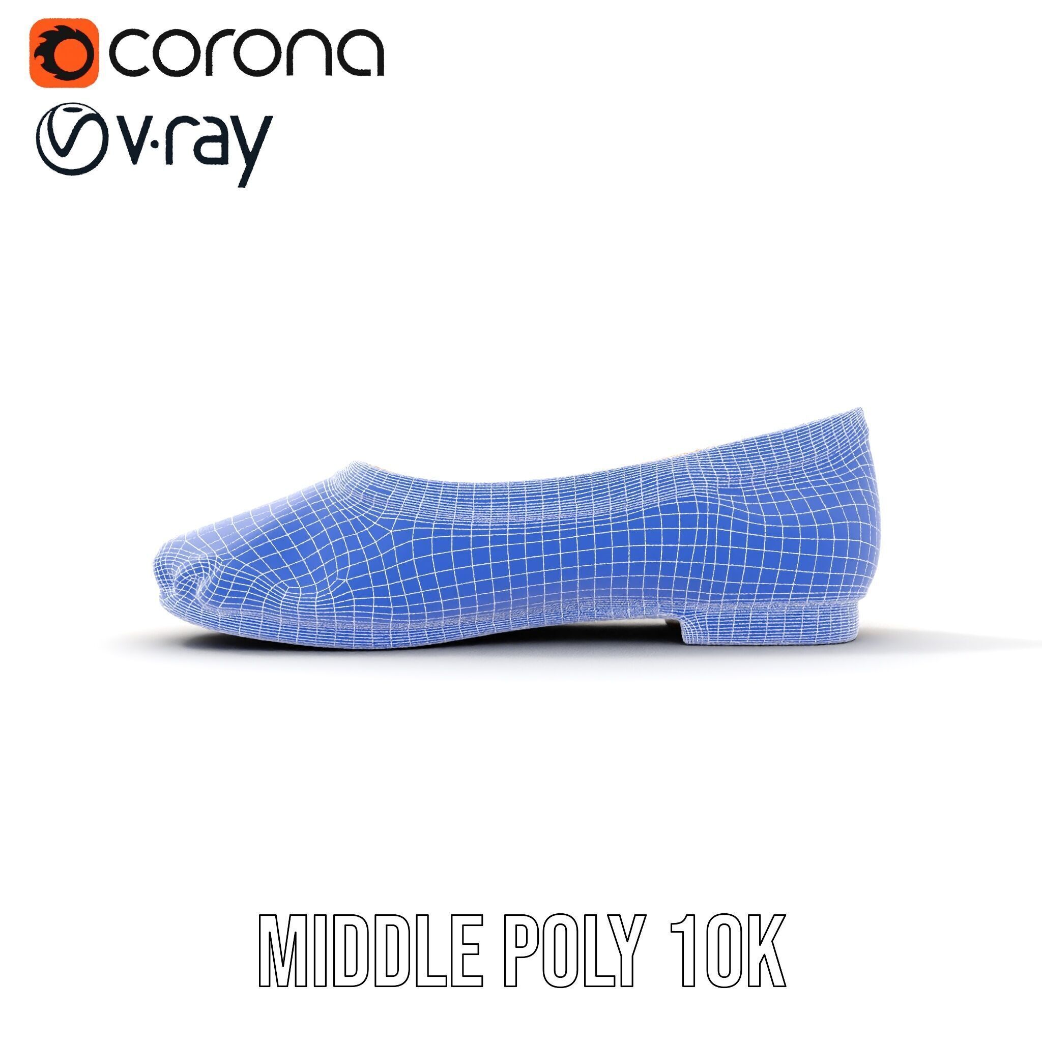 Cream Ballet Flat Shoe Model Pack Low-poly 3D model_30