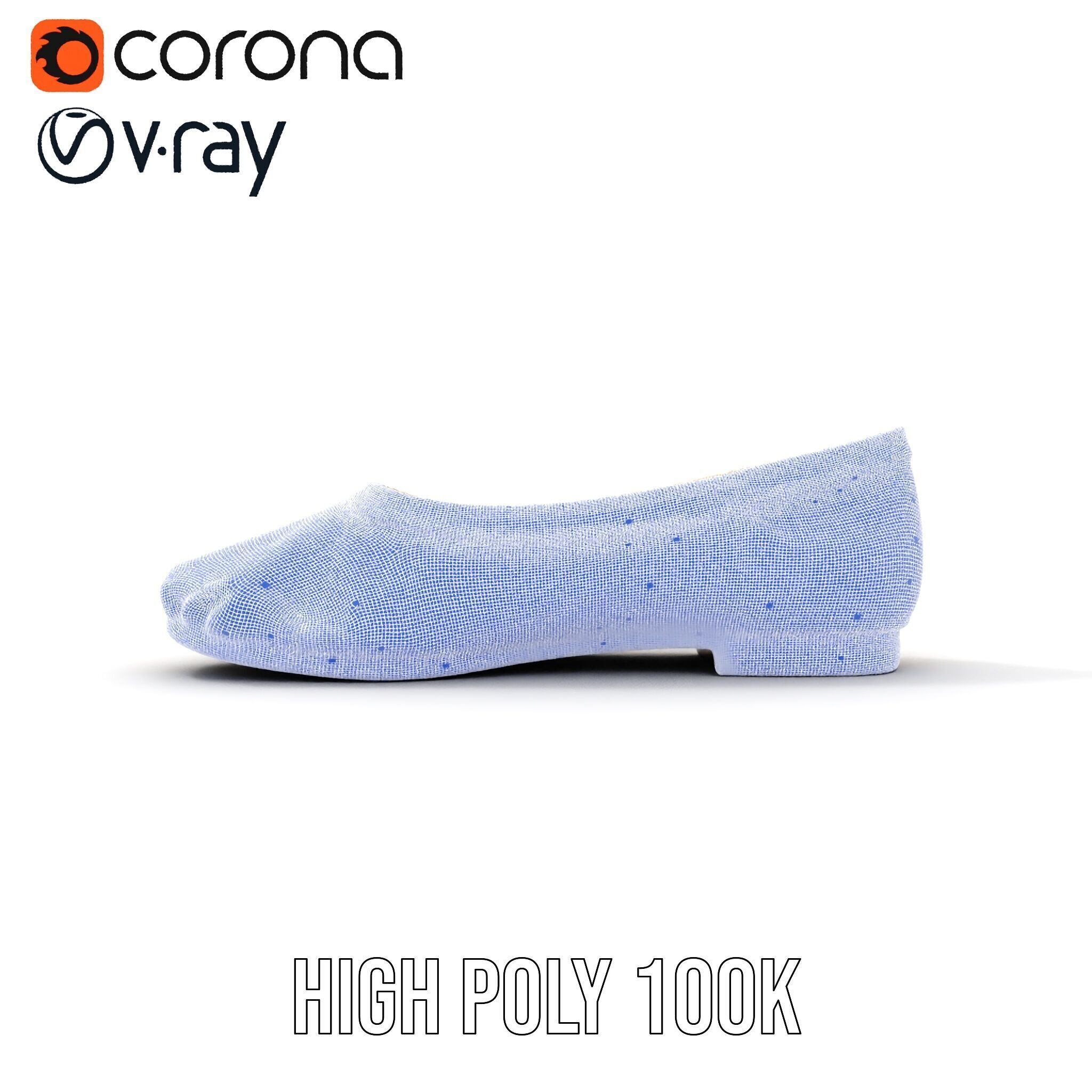 Cream Ballet Flat Shoe Model Pack Low-poly 3D model_35