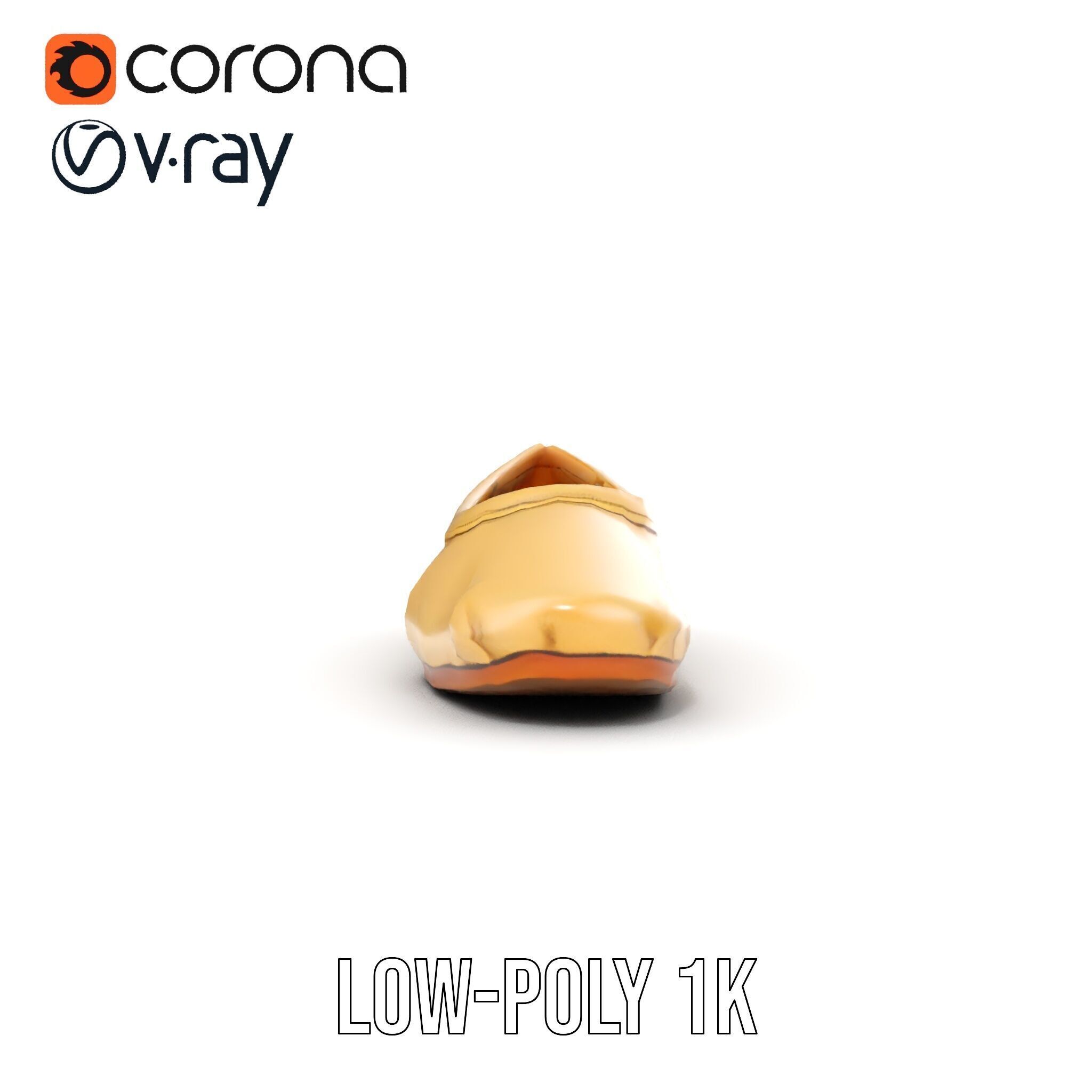 Cream Ballet Flat Shoe Model Pack Low-poly 3D model_12