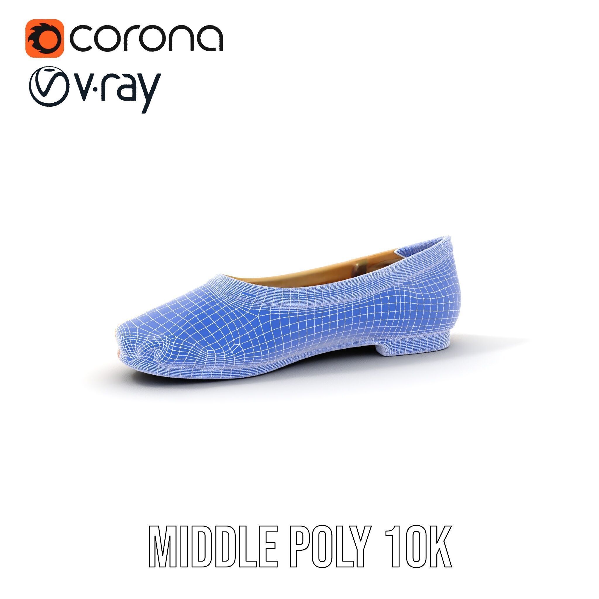 Cream Ballet Flat Shoe Model Pack Low-poly 3D model_13