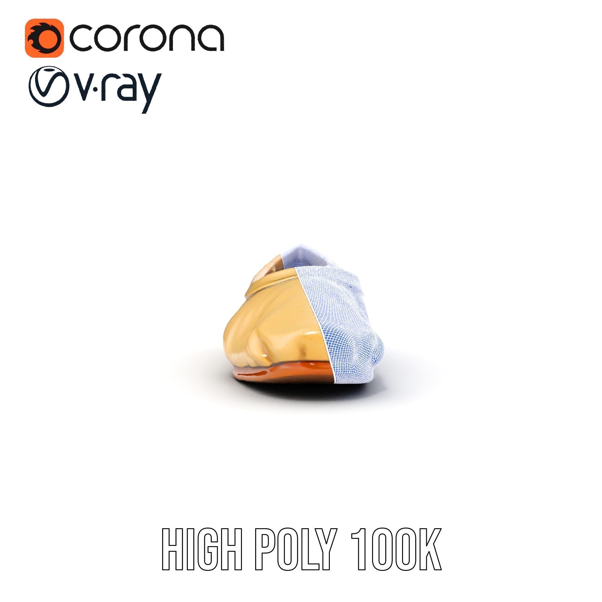 Cream Ballet Flat Shoe Model Pack Low-poly 3D model_32