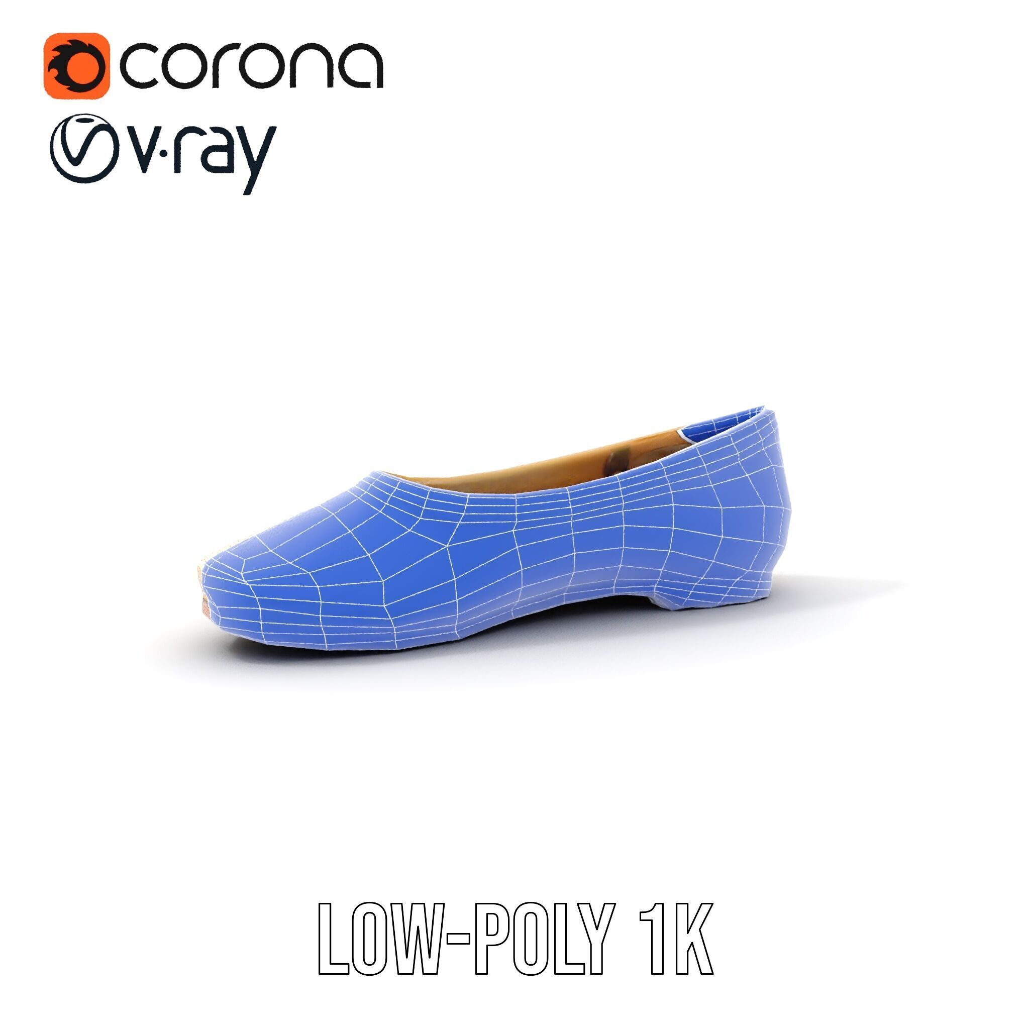 Cream Ballet Flat Shoe Model Pack Low-poly 3D model_17