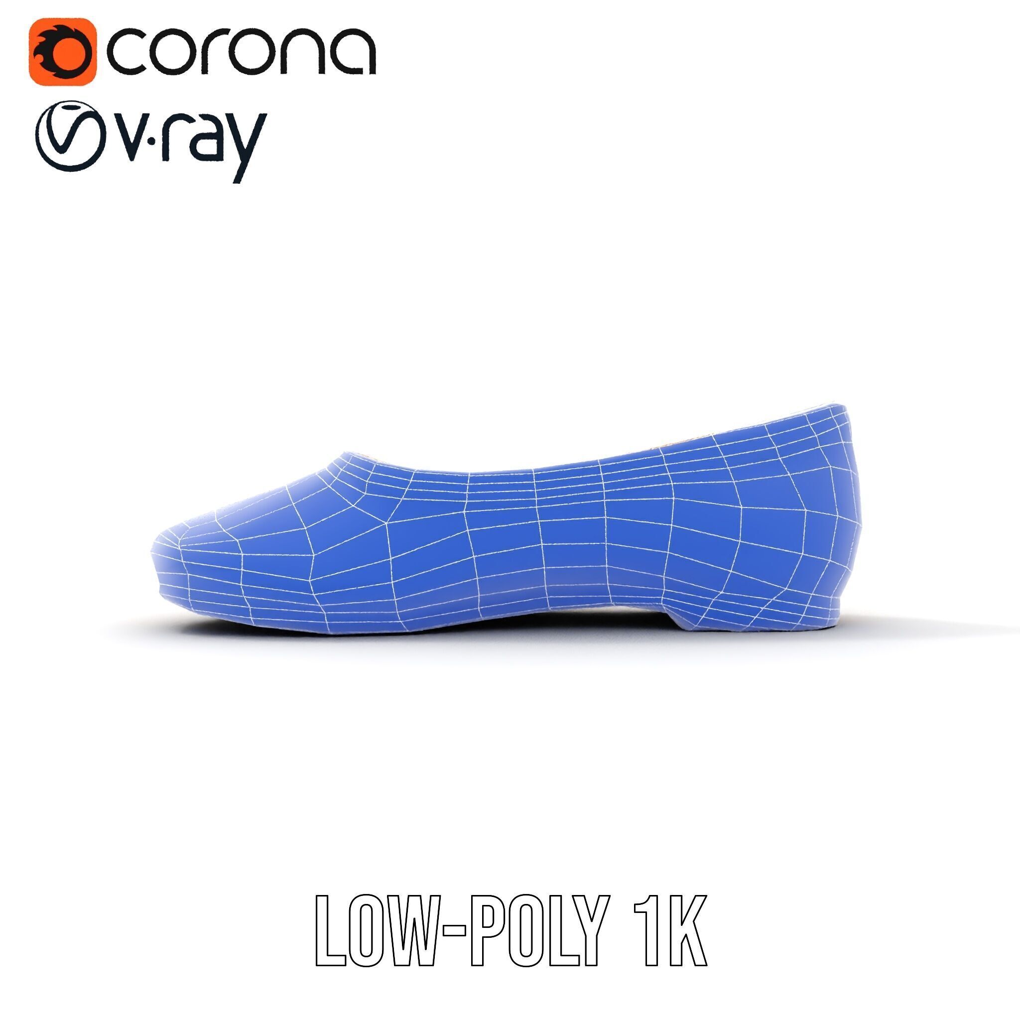 Cream Ballet Flat Shoe Model Pack Low-poly 3D model_25