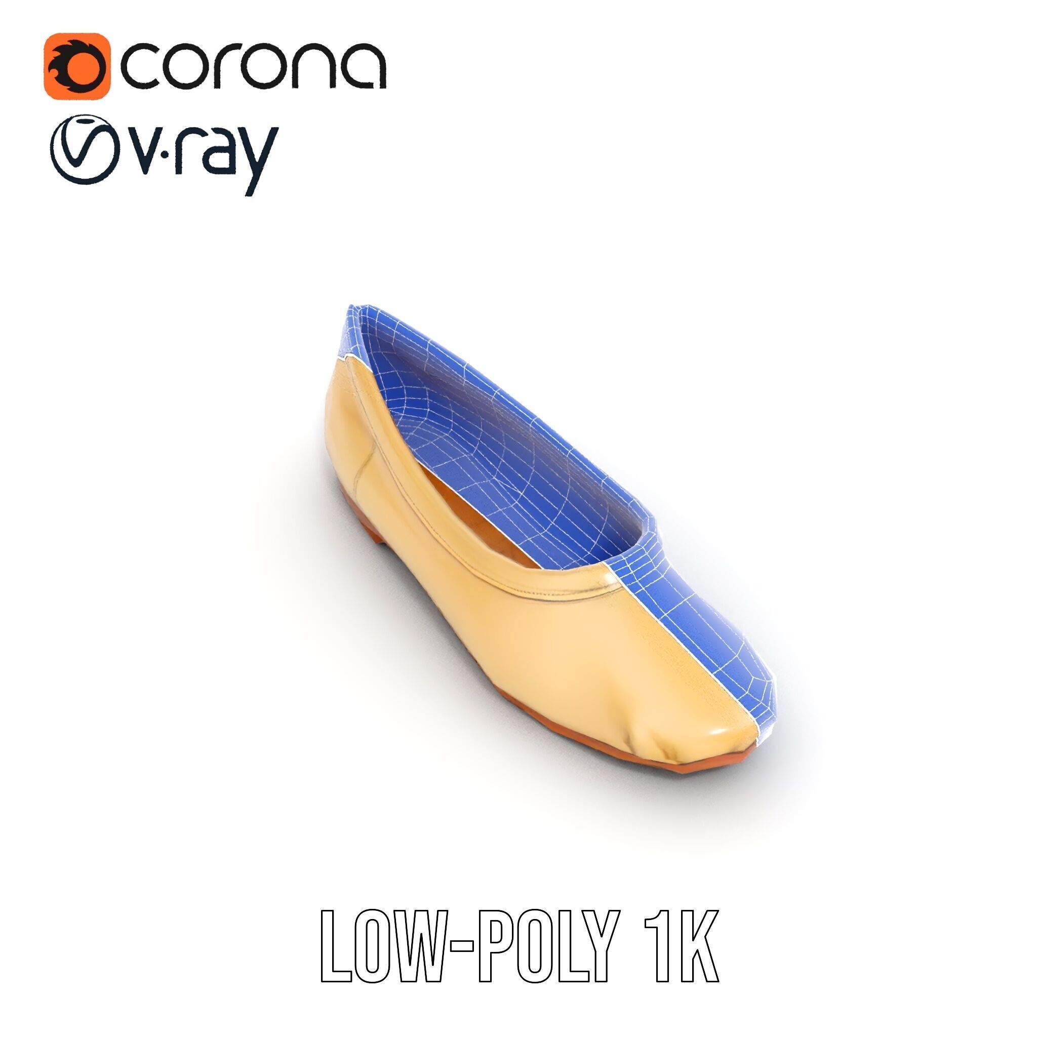Cream Ballet Flat Shoe Model Pack Low-poly 3D model_20