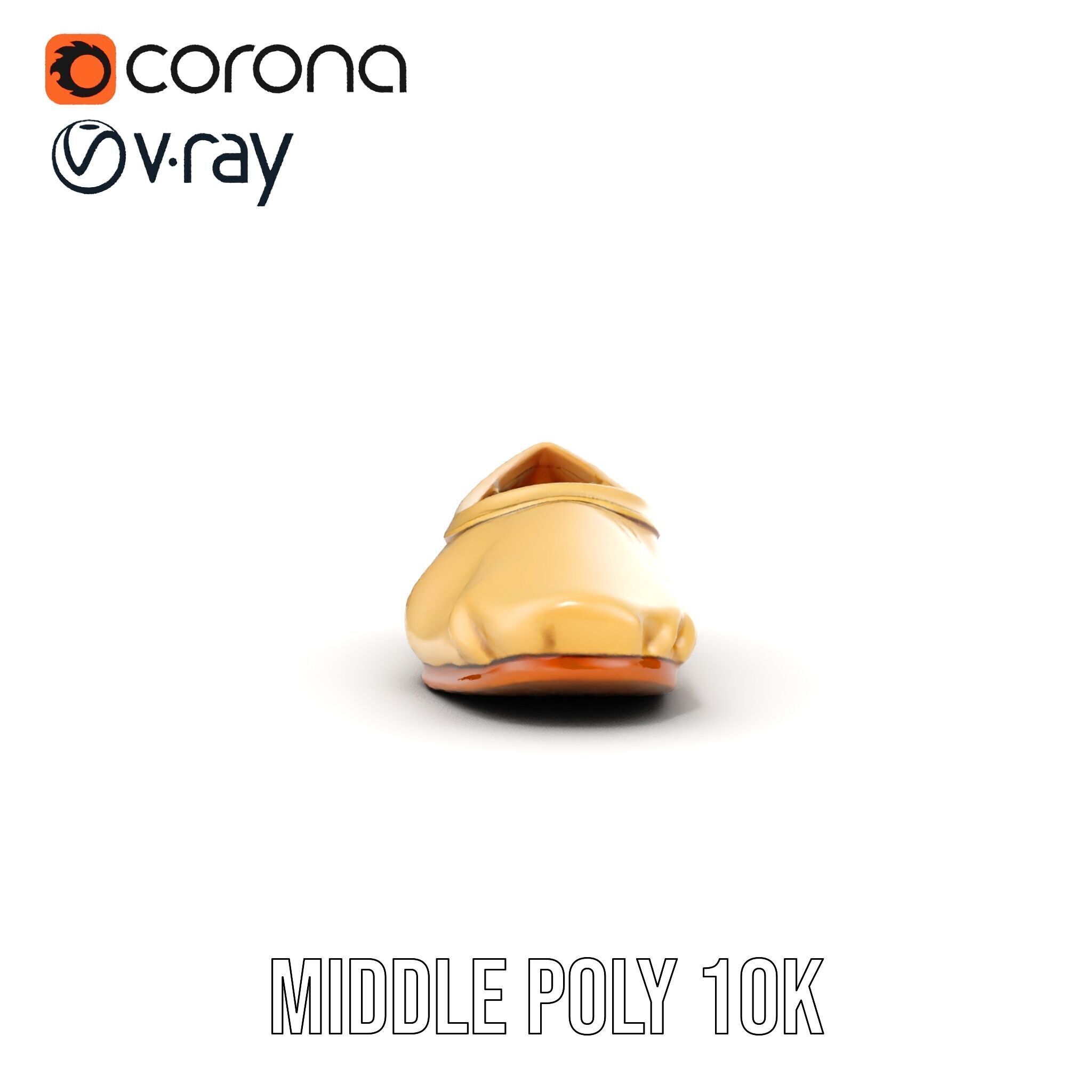 Cream Ballet Flat Shoe Model Pack Low-poly 3D model_21