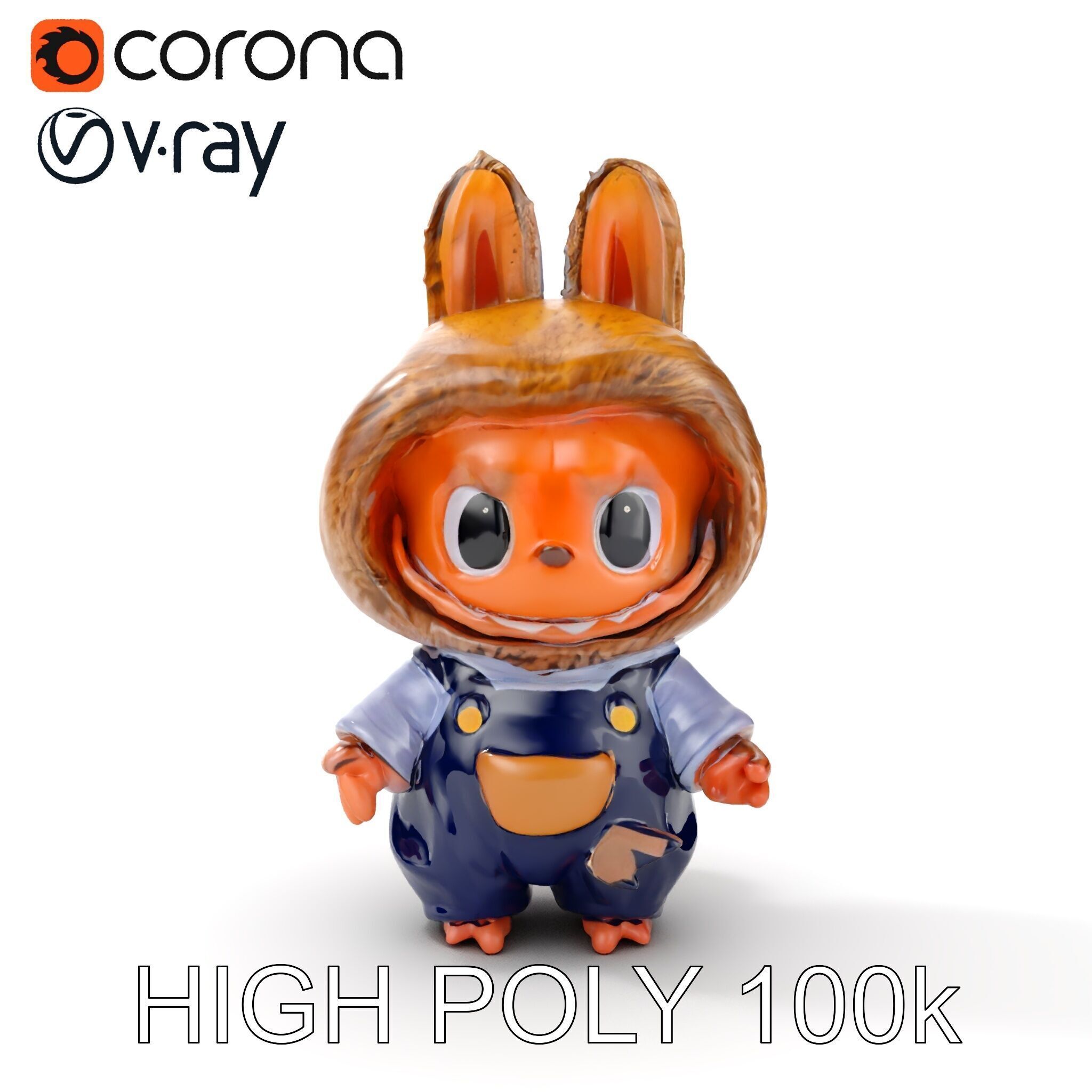 Labubu Monster Keychain Low-poly 3D model Low-poly 3D model_9