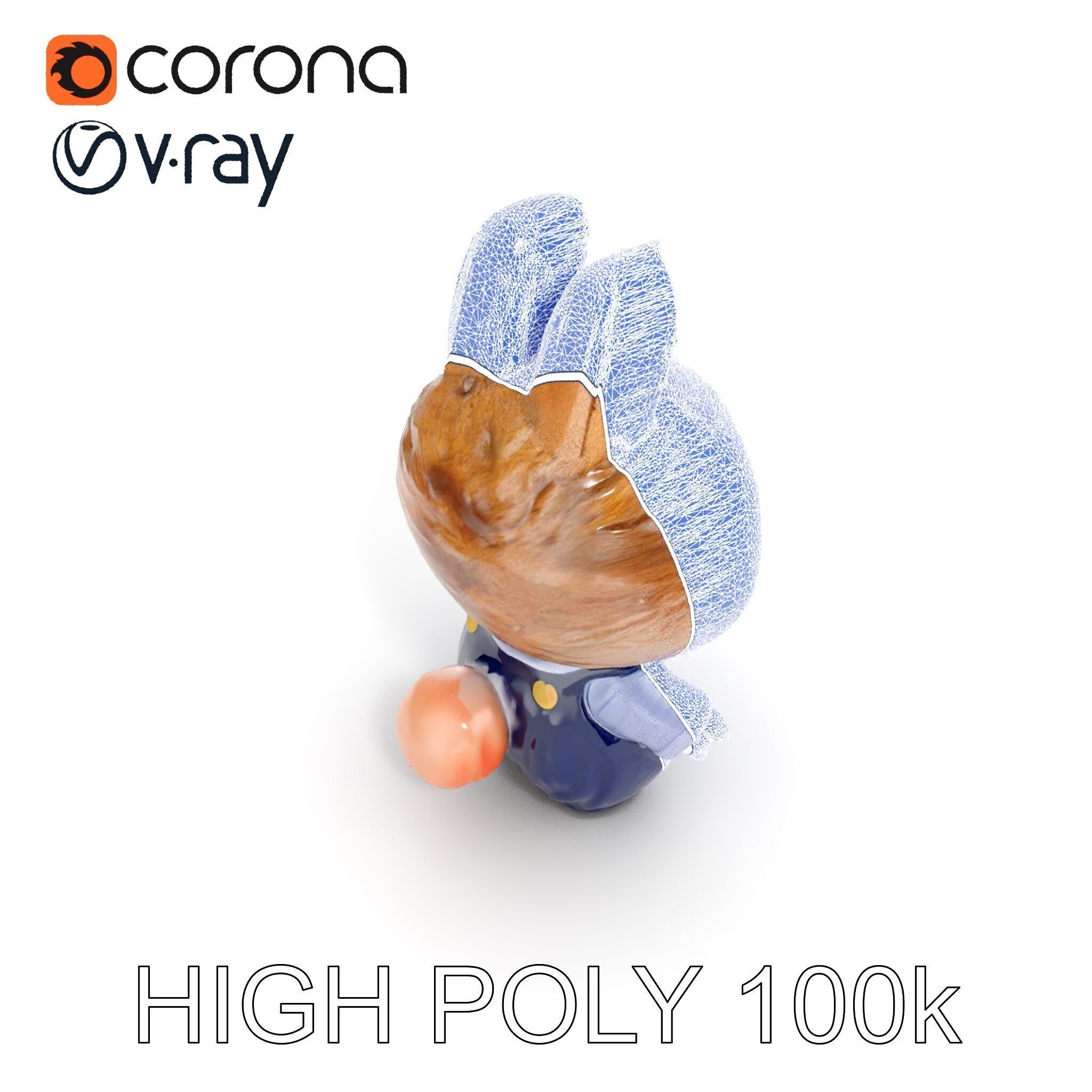 Labubu Monster Keychain Low-poly 3D model Low-poly 3D model_17